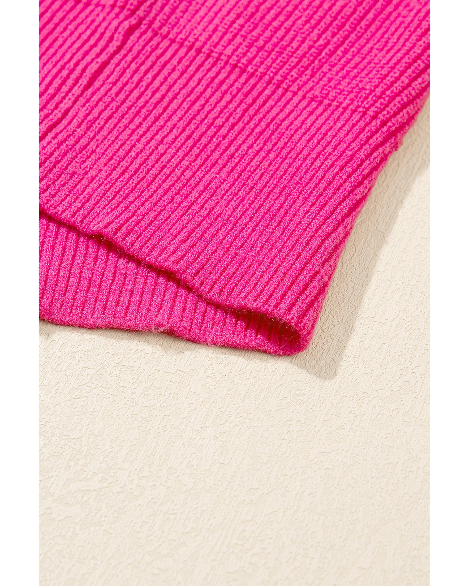 Rose Red Heart Shape Drop Shoulder Round Neck Sweater - XL 6