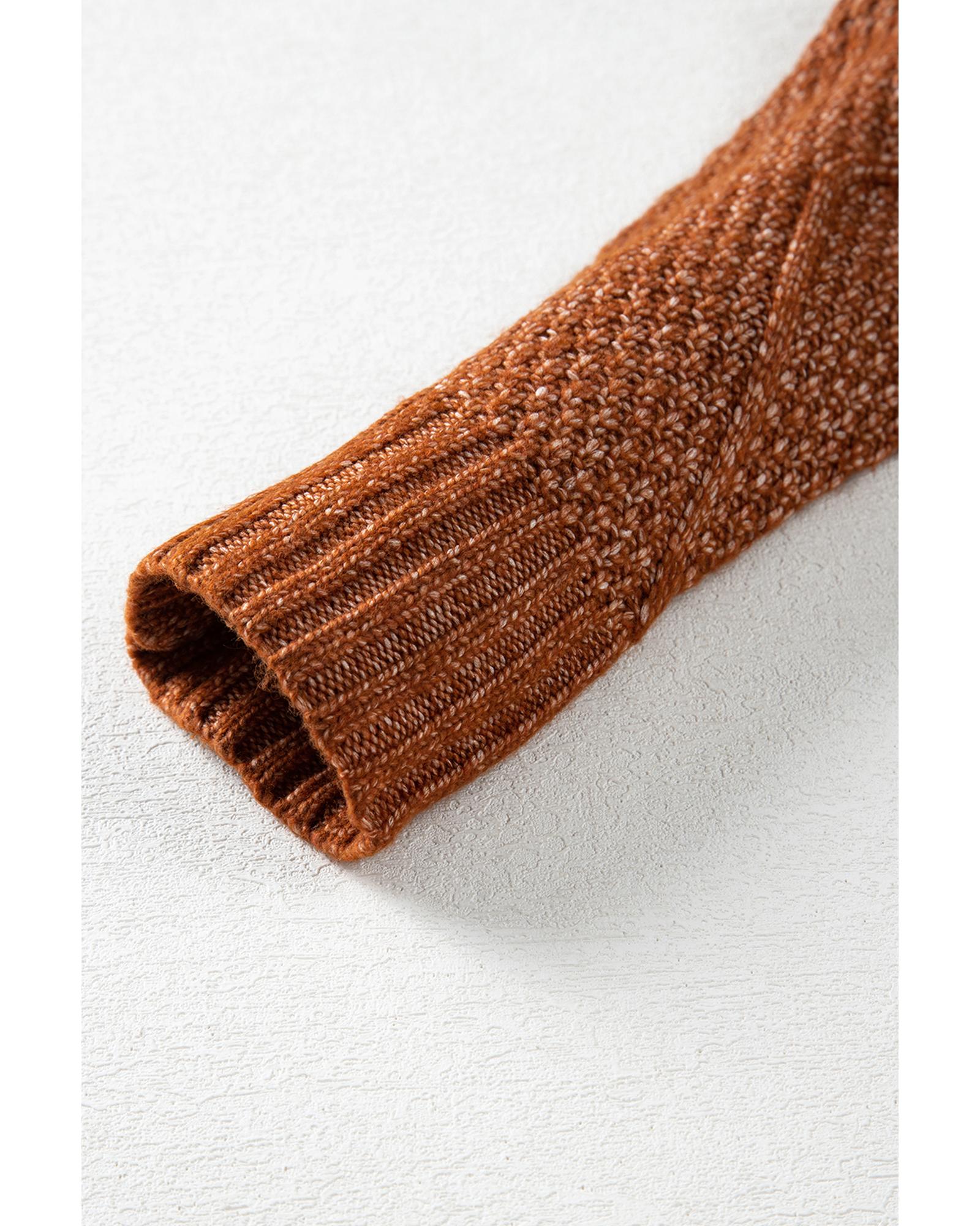 Coffee Cable Knit Drop Shoulder Loose Fit Sweater Dress - M