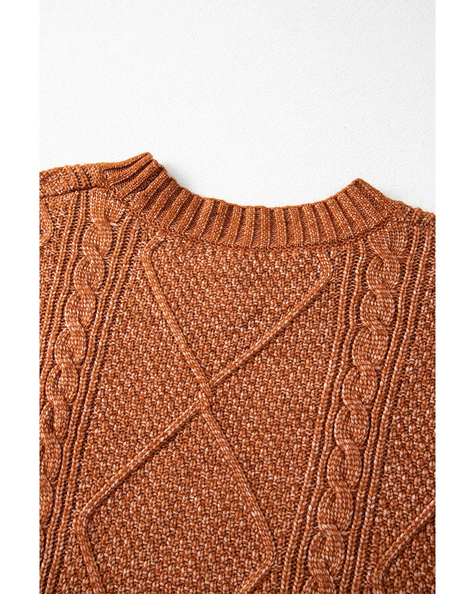 Coffee Cable Knit Drop Shoulder Loose Fit Sweater Dress - XL 3
