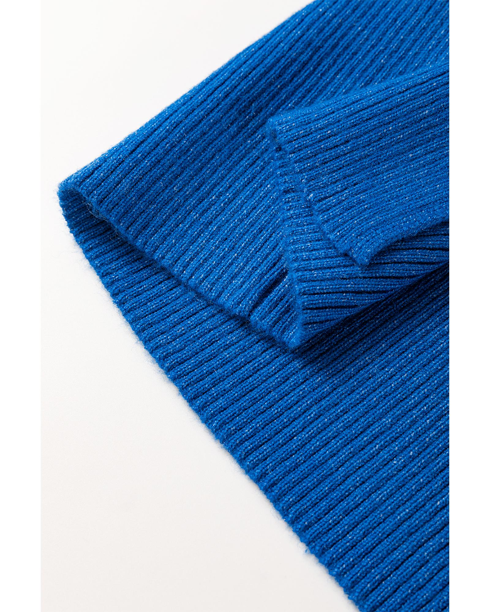 Dark Blue Solid Ribbed Knit Sheath Sleeveless Midi Sweater Dress - XL 8