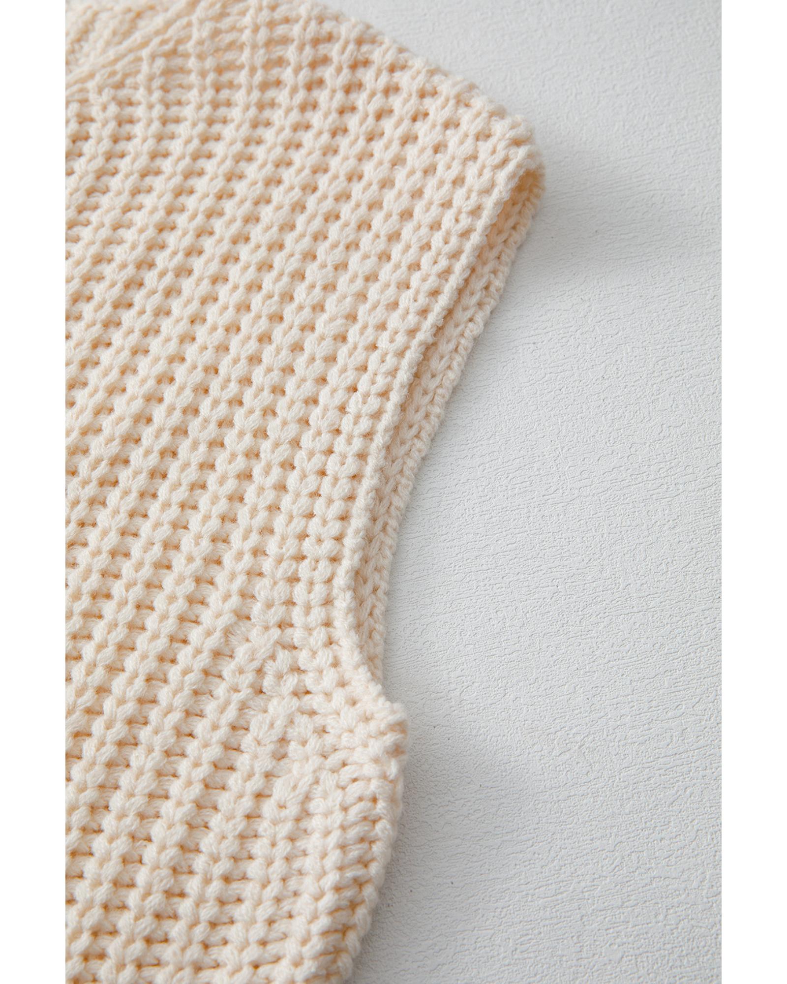 White Solid Textured Knit Side Pockets Buttoned Sweater Vest - XL 6