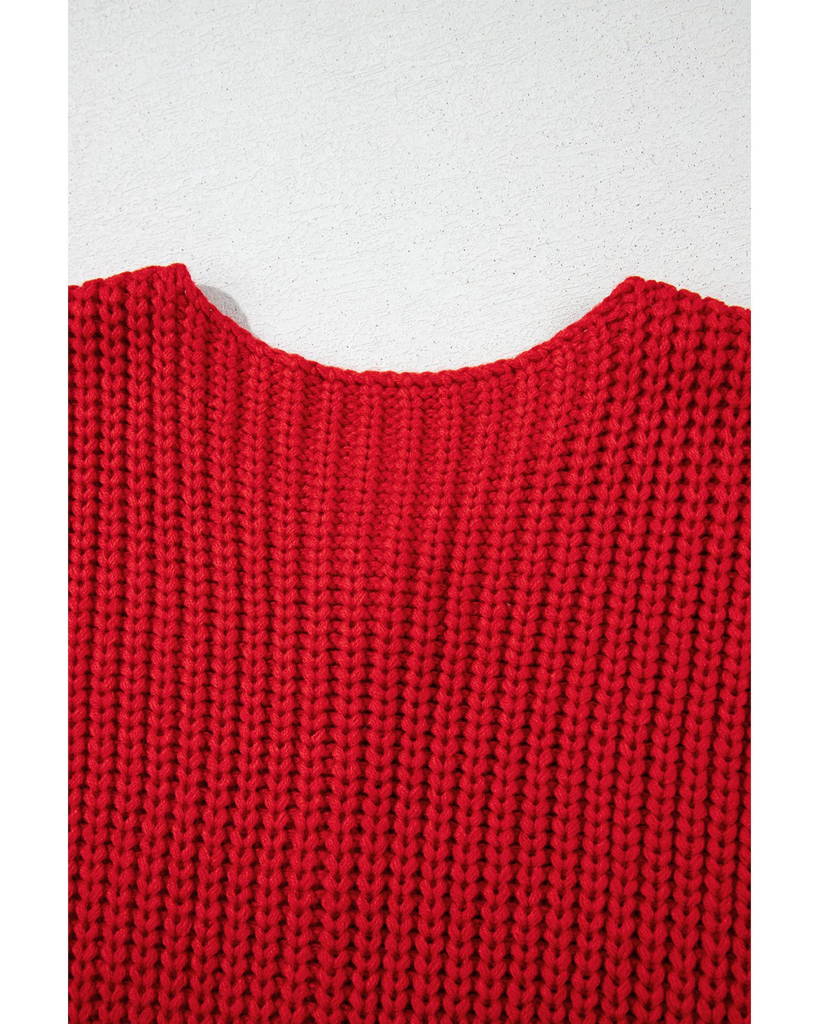 Fiery Red Solid Textured Knit Side Pockets Buttoned Sweater Vest - XL 8