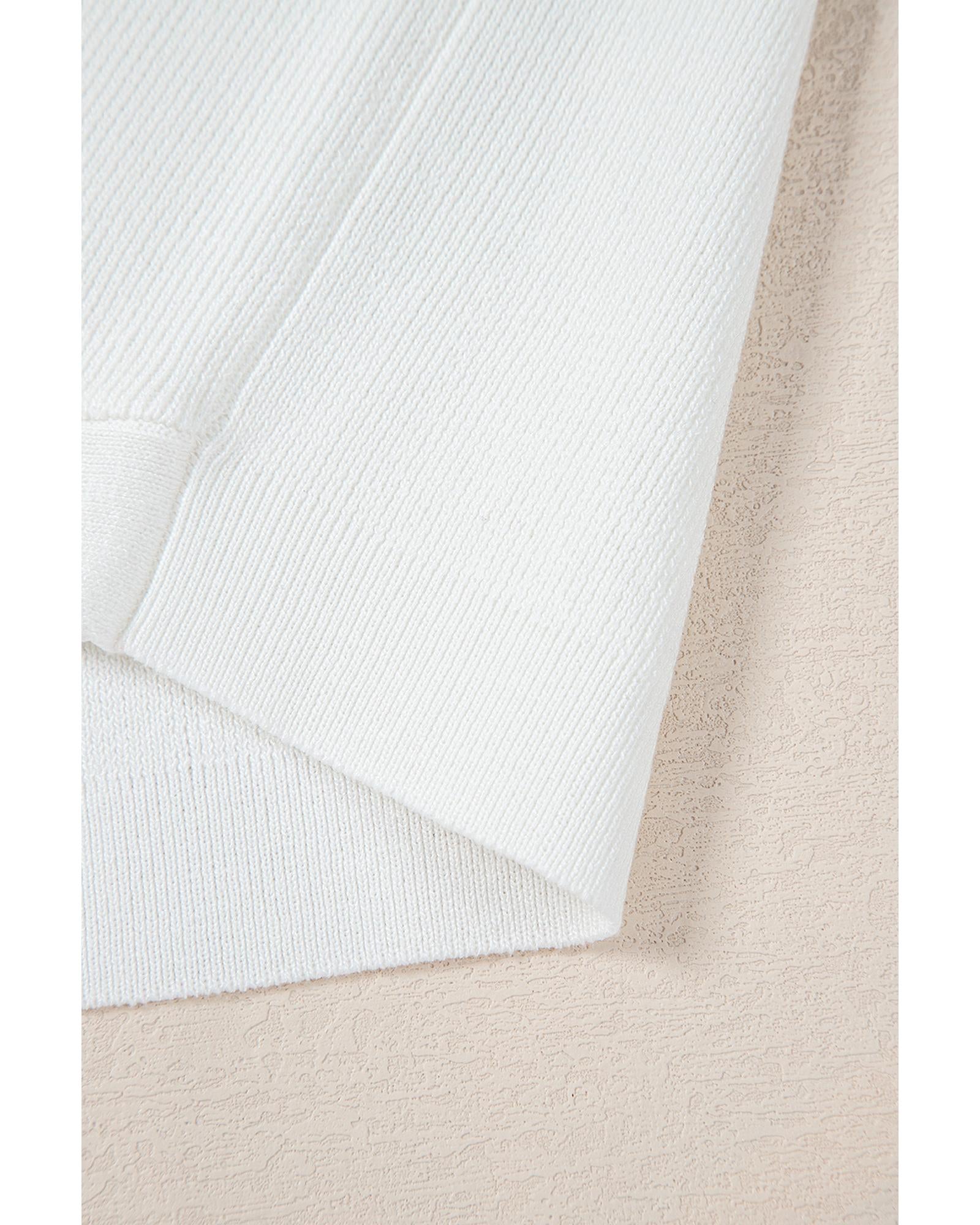 White V Neck Buttoned Sweater Vest - M 5