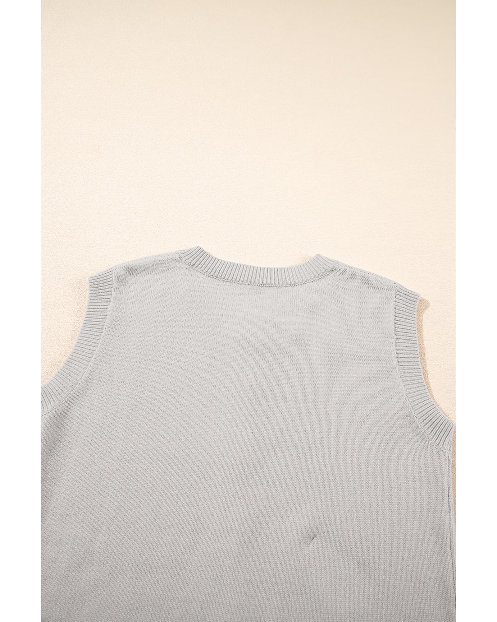 Jet Stream Button Up O Neck Sweater Vest - L 5