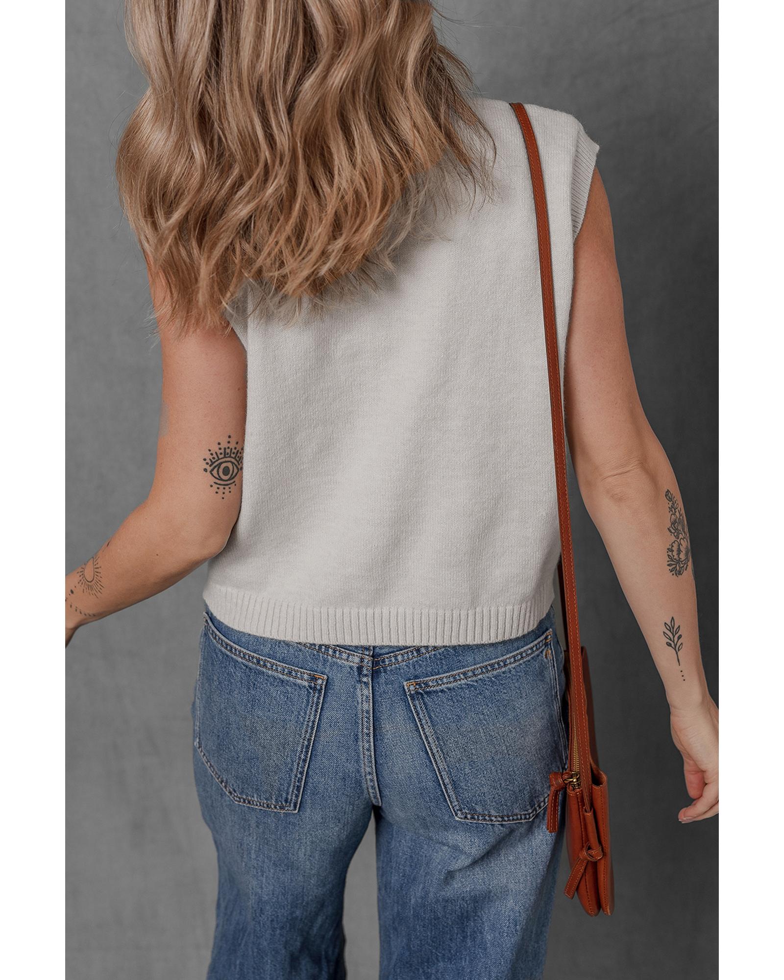 Jet Stream Button Up O Neck Sweater Vest - M 3