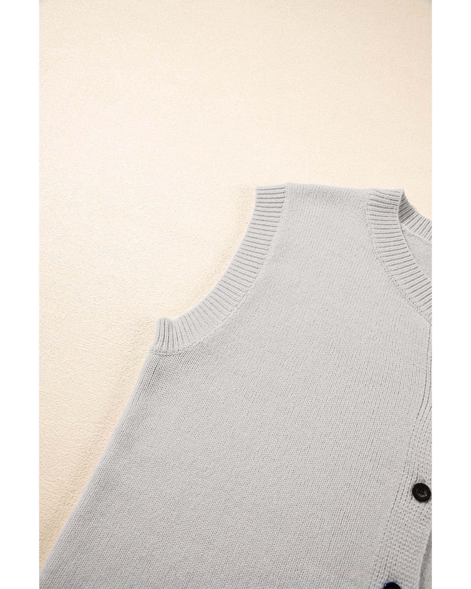 Jet Stream Button Up O Neck Sweater Vest - M 6