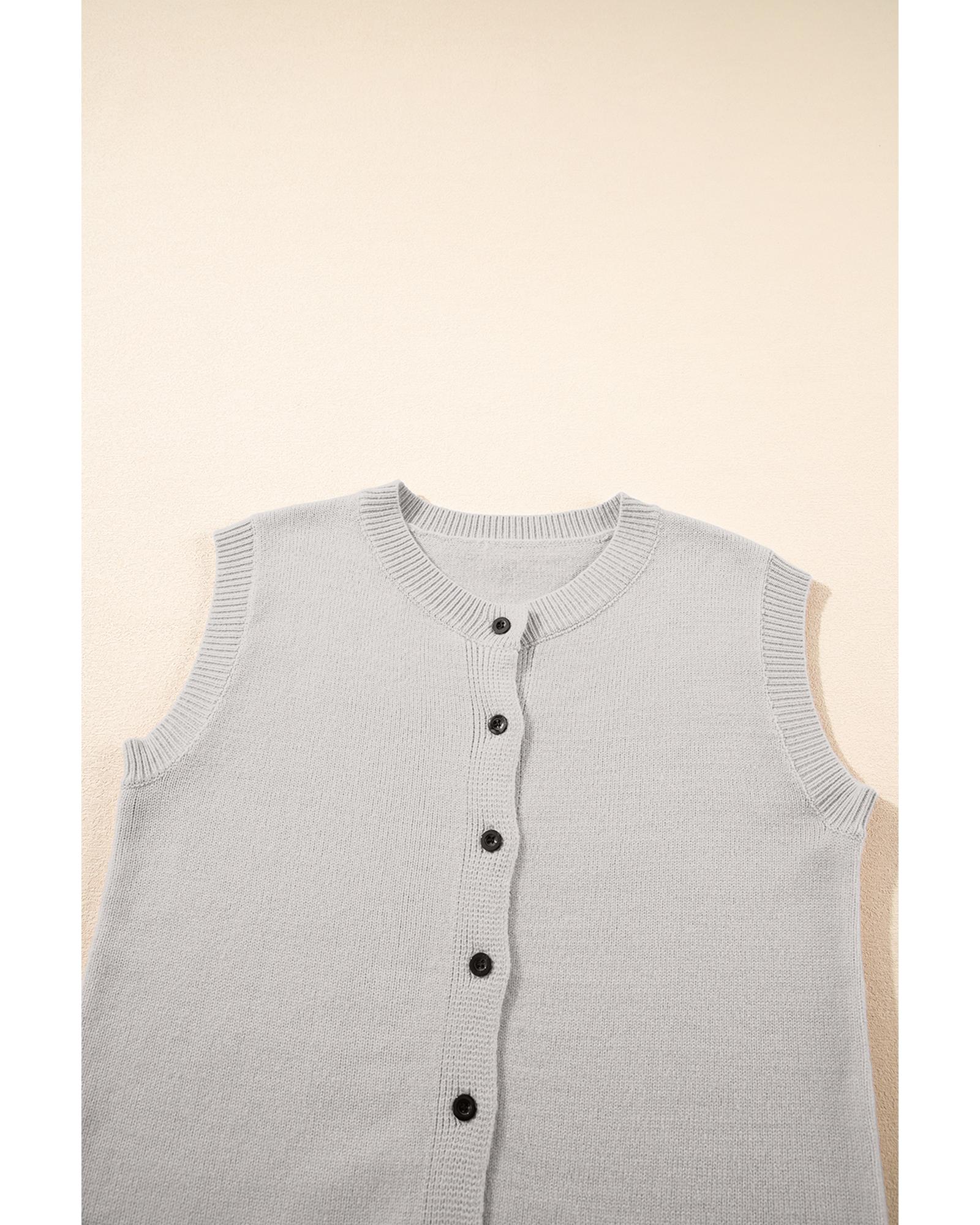 Jet Stream Button Up O Neck Sweater Vest - M 8