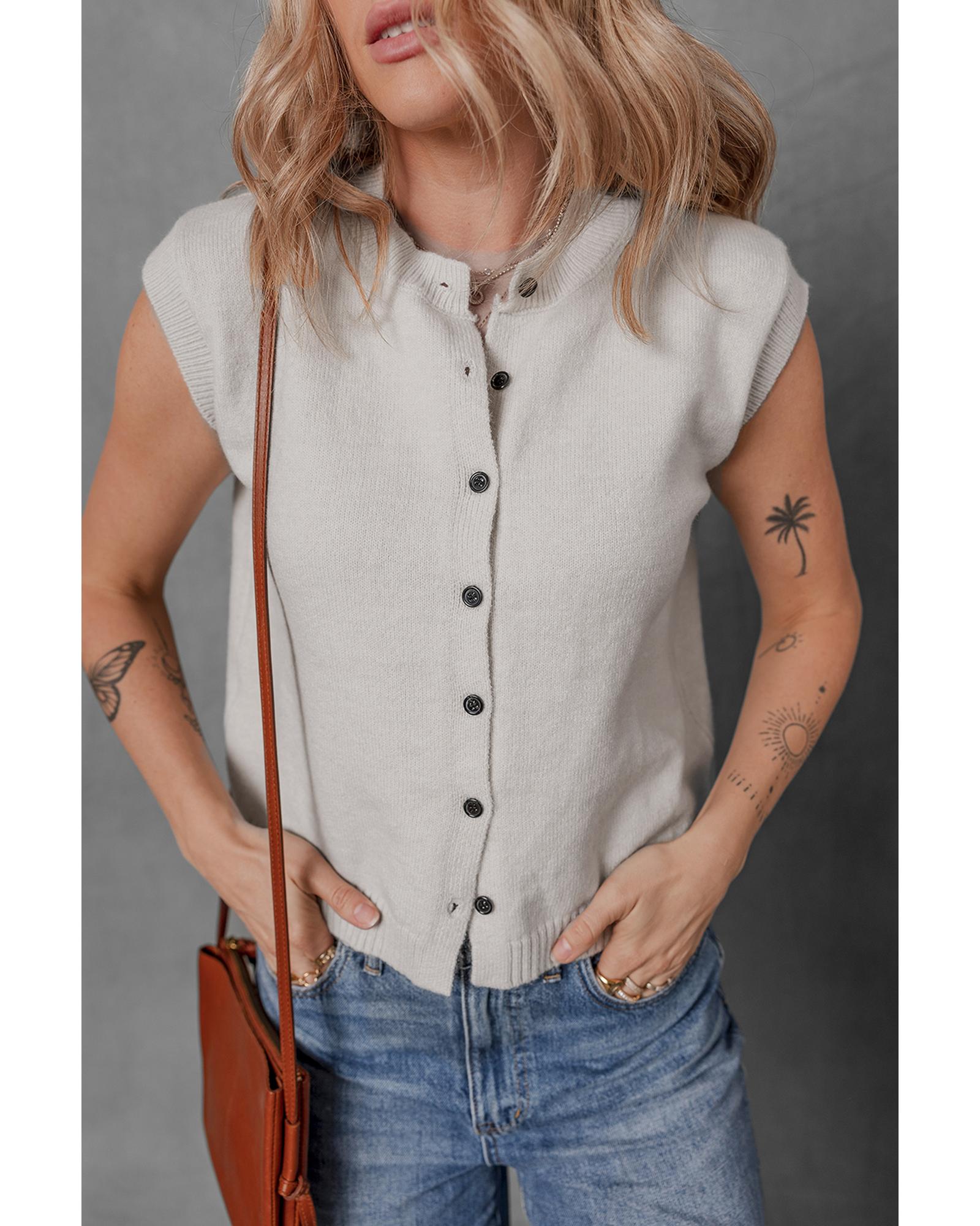Jet Stream Button Up O Neck Sweater Vest - S 4