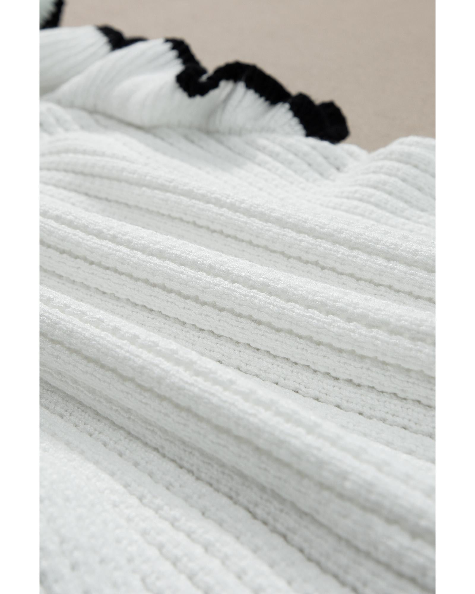 White Crochet Eyelet Flounce Tank Top - S 6