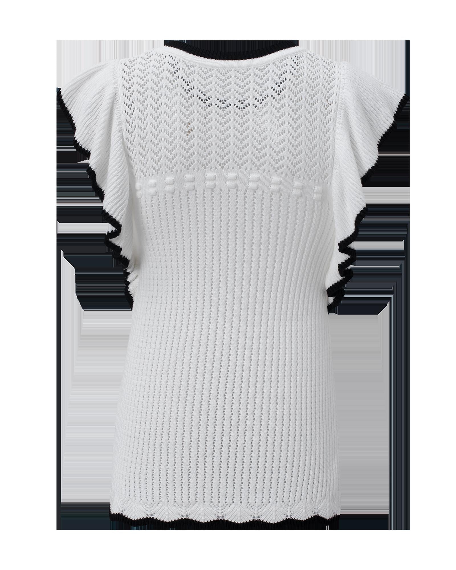 White Crochet Eyelet Flounce Tank Top - S 7