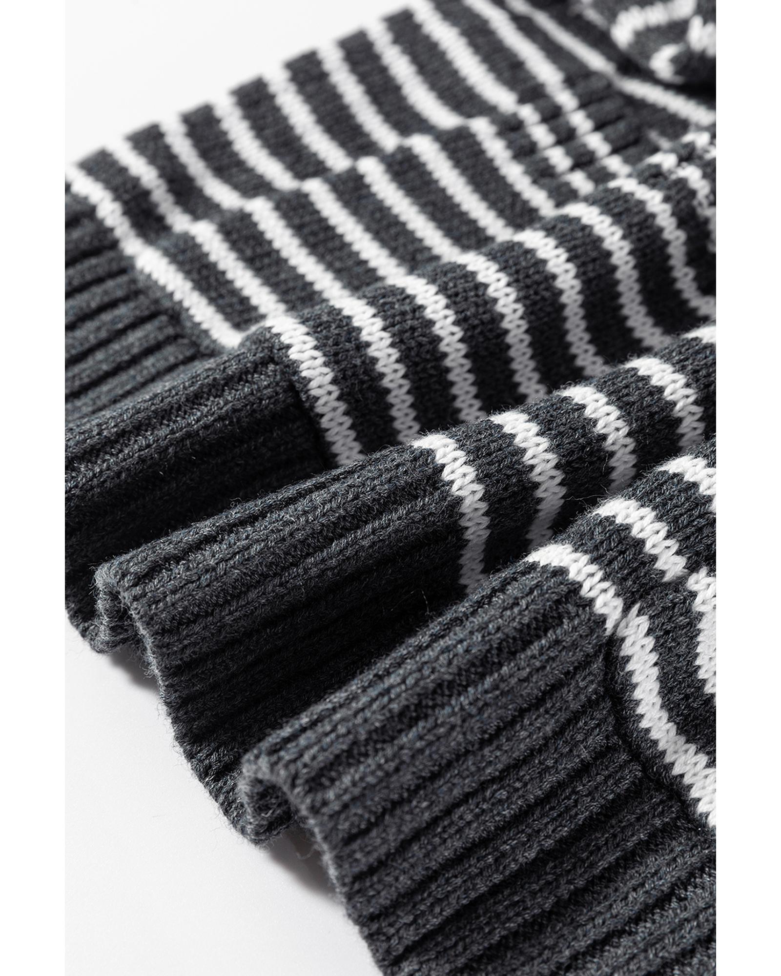 Gray Stripe Collared V Neck Sweater Vest with Pockets - L 3