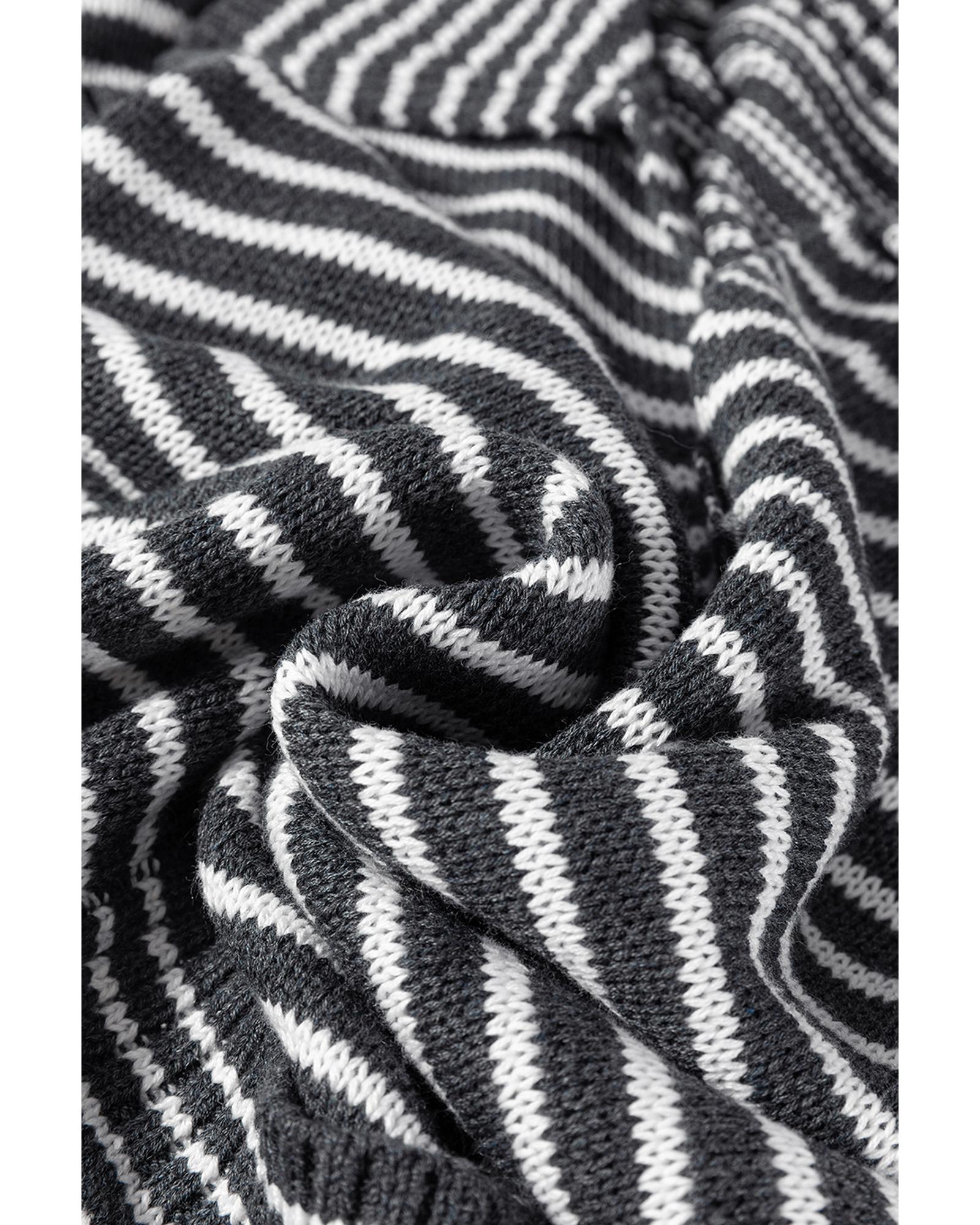 Gray Stripe Collared V Neck Sweater Vest with Pockets - M 6