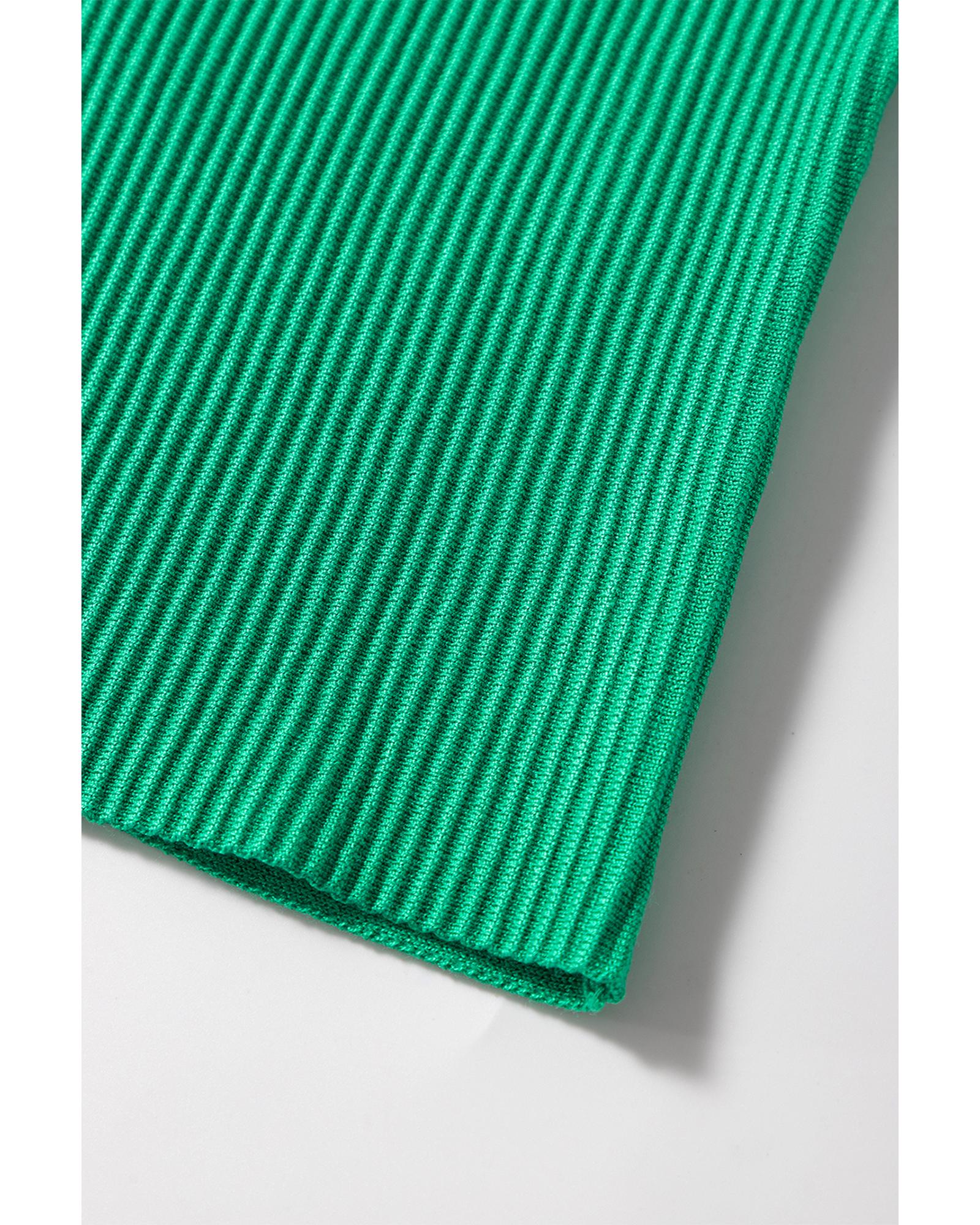 Dark Green Ribbed Criss Cross Halter Neck Sheath Sweater Tank Top - XL 5