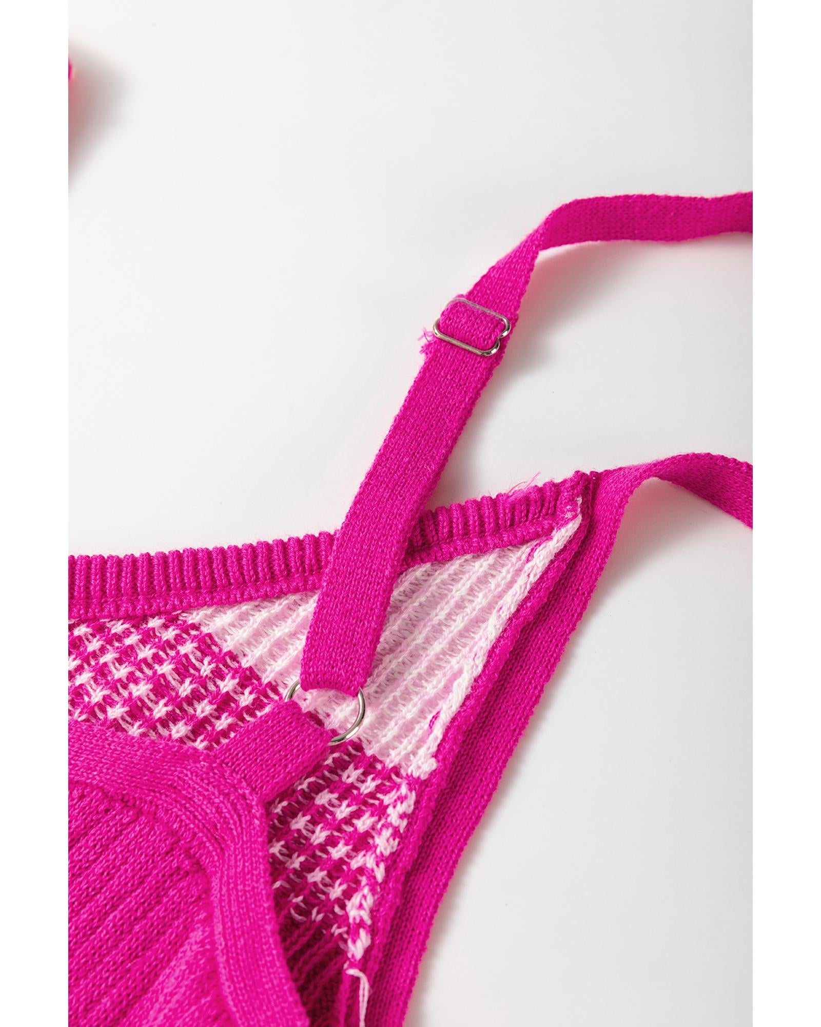 Red Stripe Spaghetti Strap V Neck Sweater Vest - XL 6