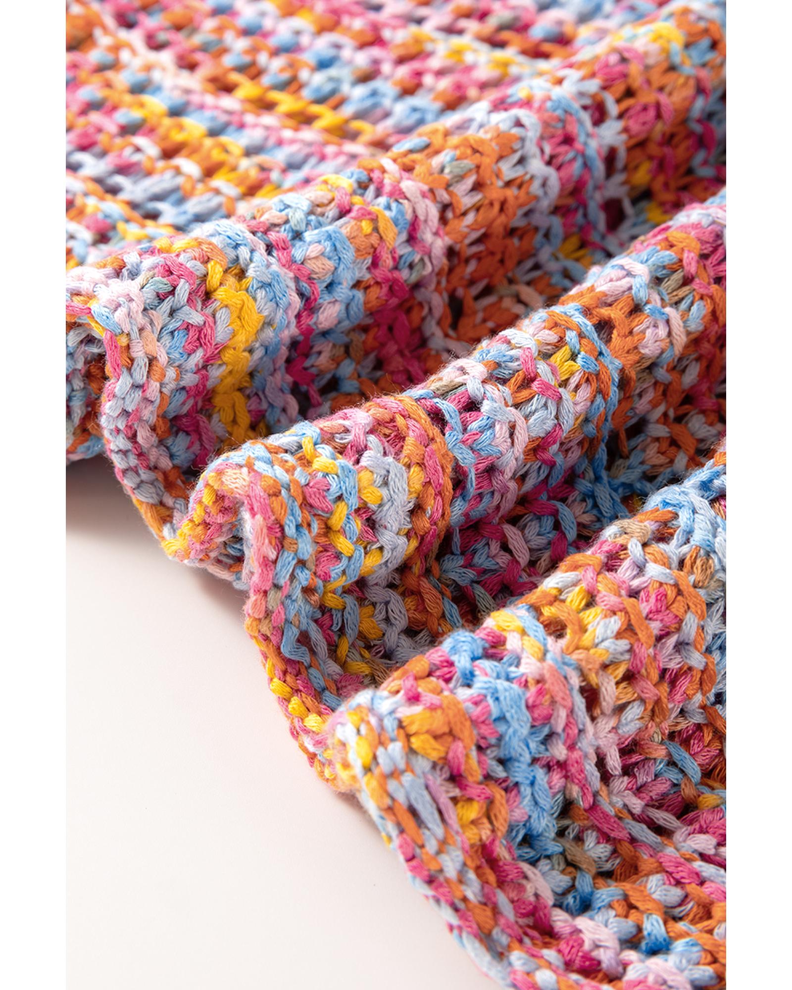 Pink Color Contrast Crochet Loose Fit Sweater Vest - S 8