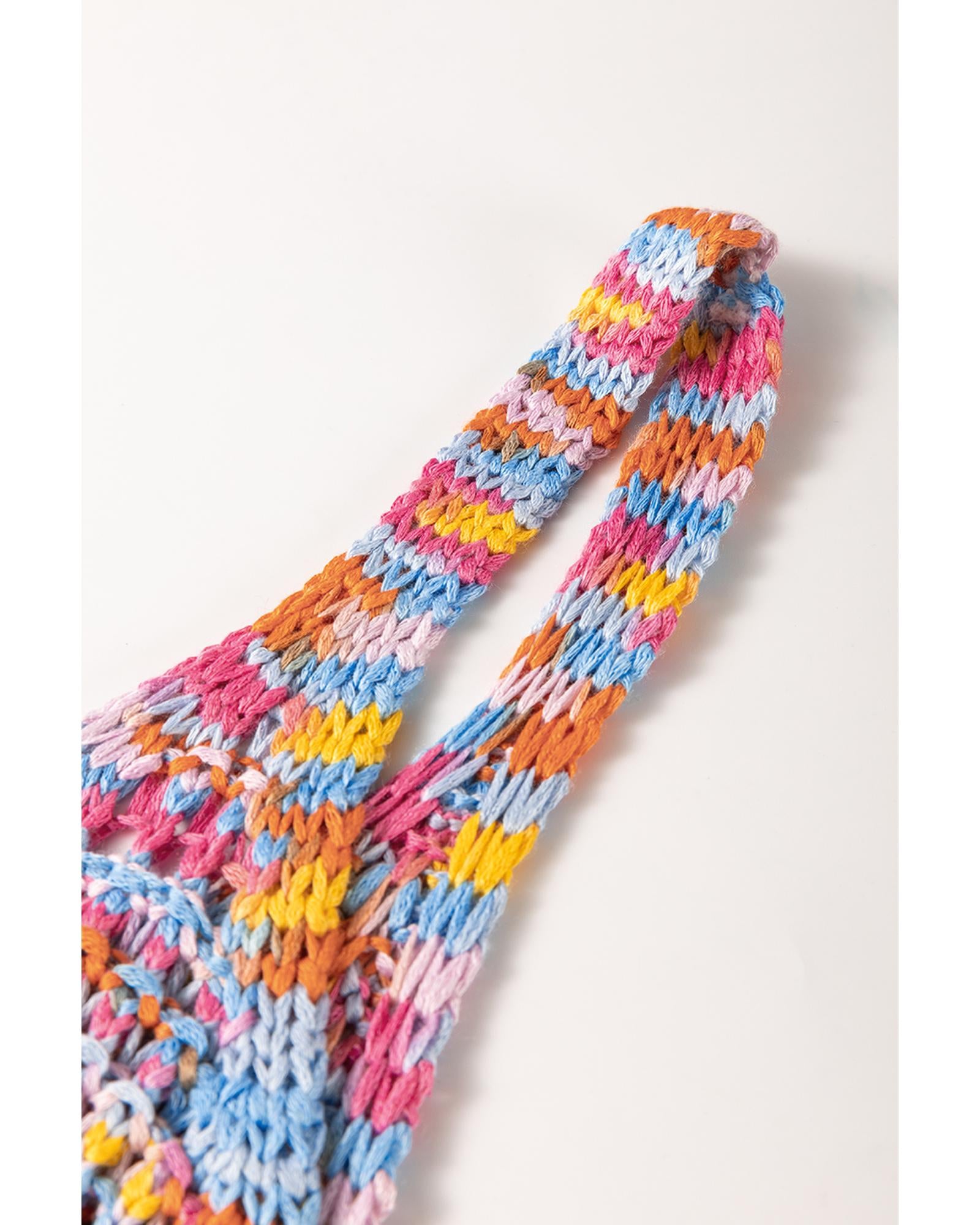 Pink Color Contrast Crochet Loose Fit Sweater Vest - XL 6