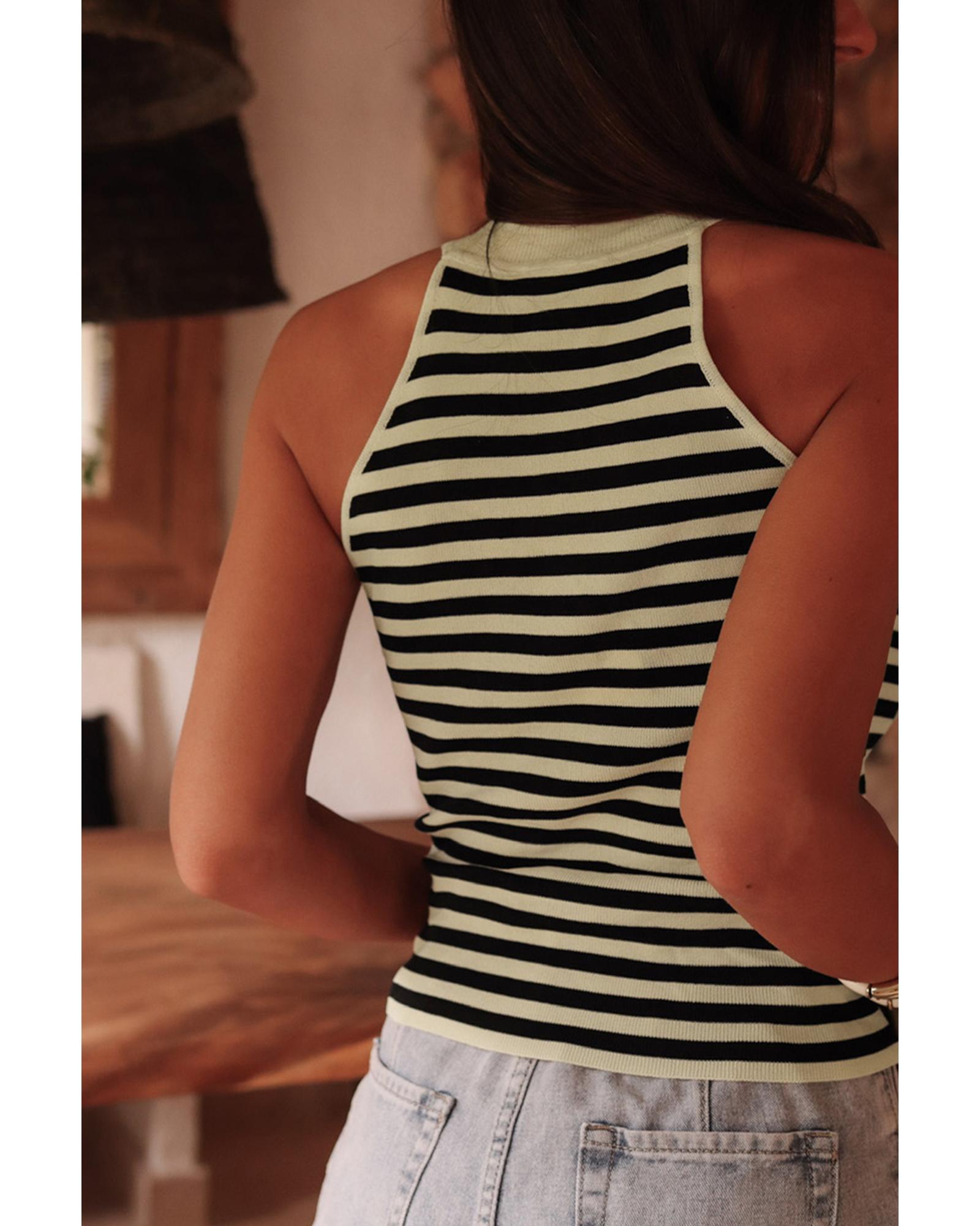 Black Stripe Crew Neck Slim Fit Sweater Vest - M 3