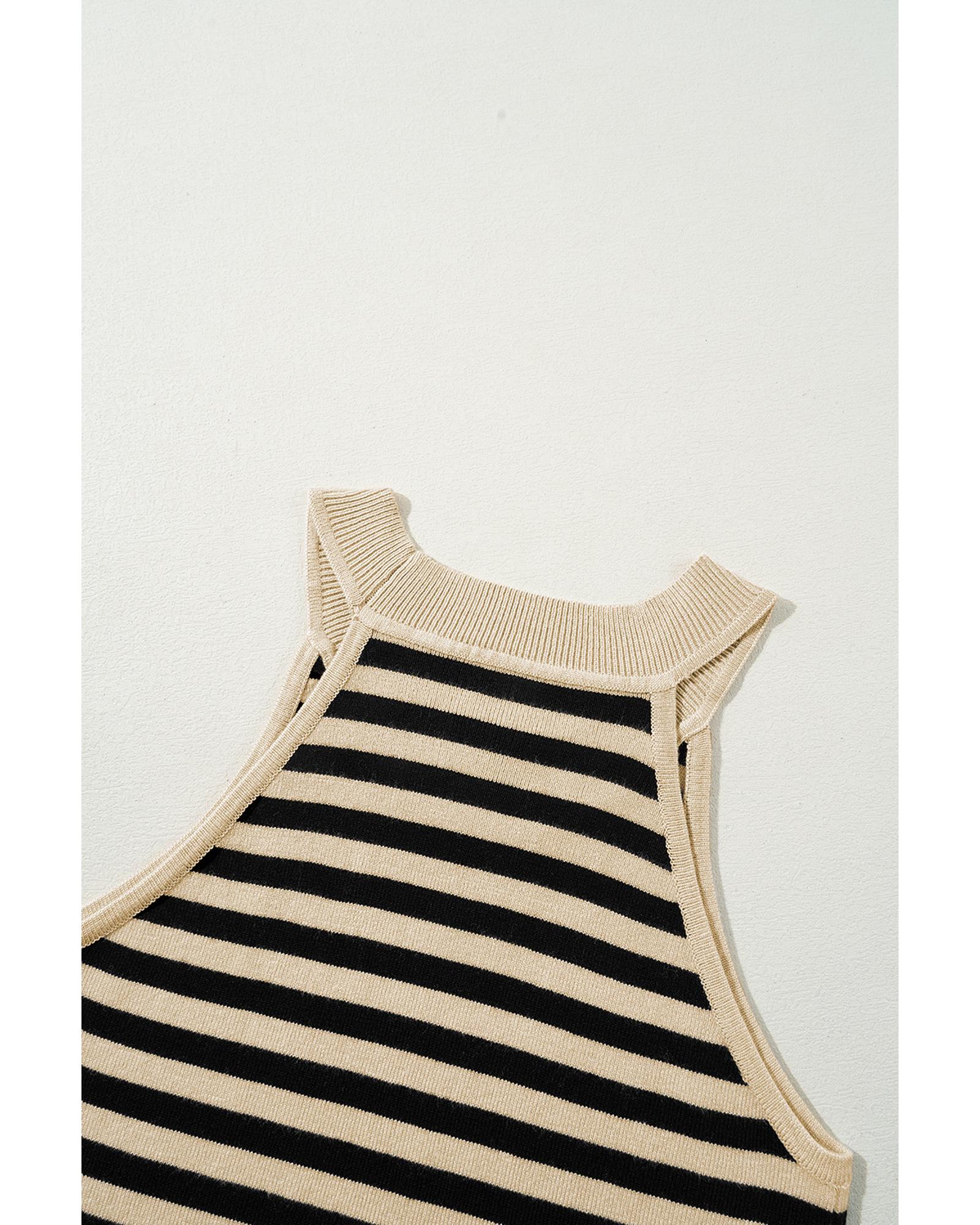Black Stripe Crew Neck Slim Fit Sweater Vest - S 6