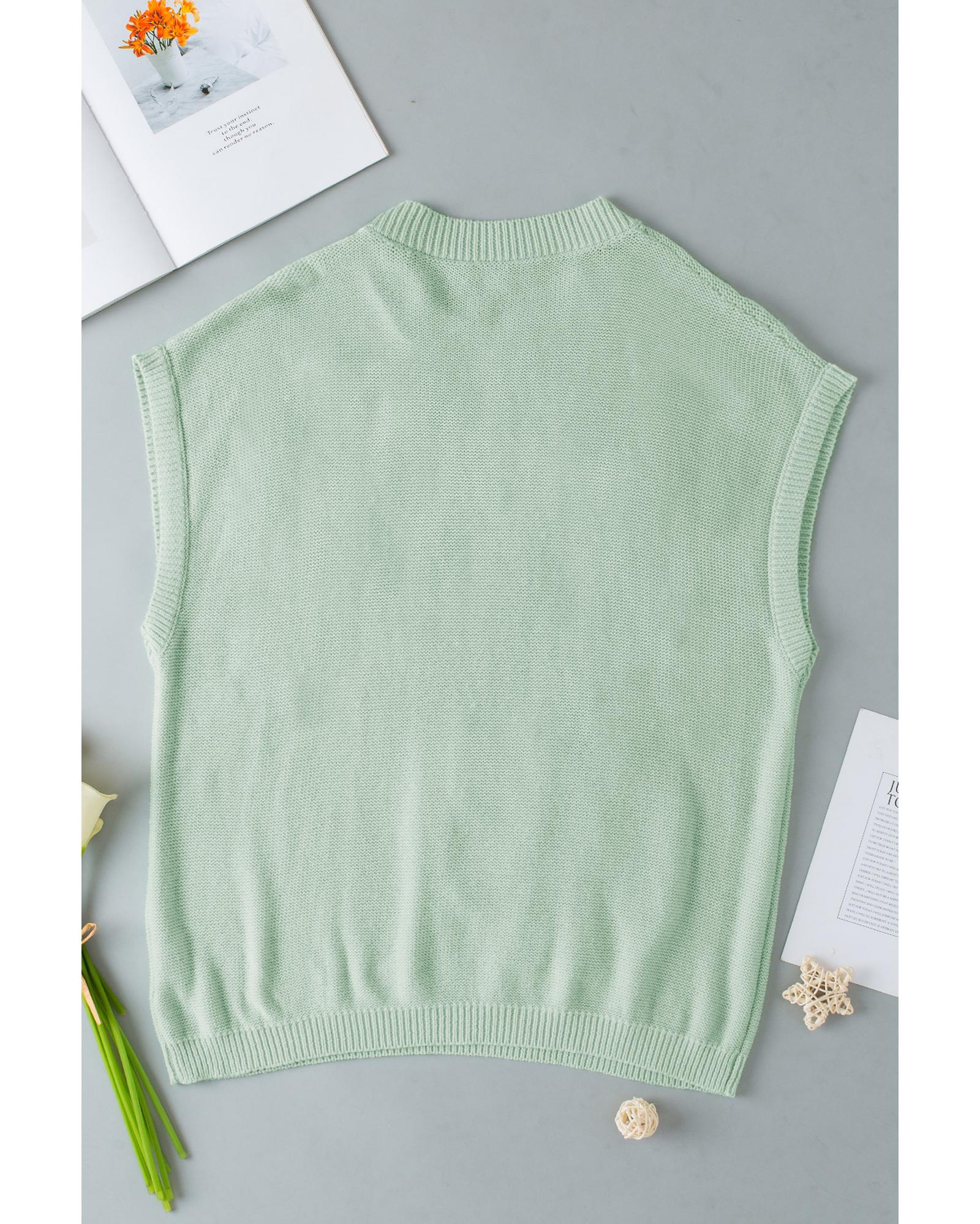 Moonlight Jade Multi Crochet Flower Knit Short Sleeve Sweater Top - XL 7