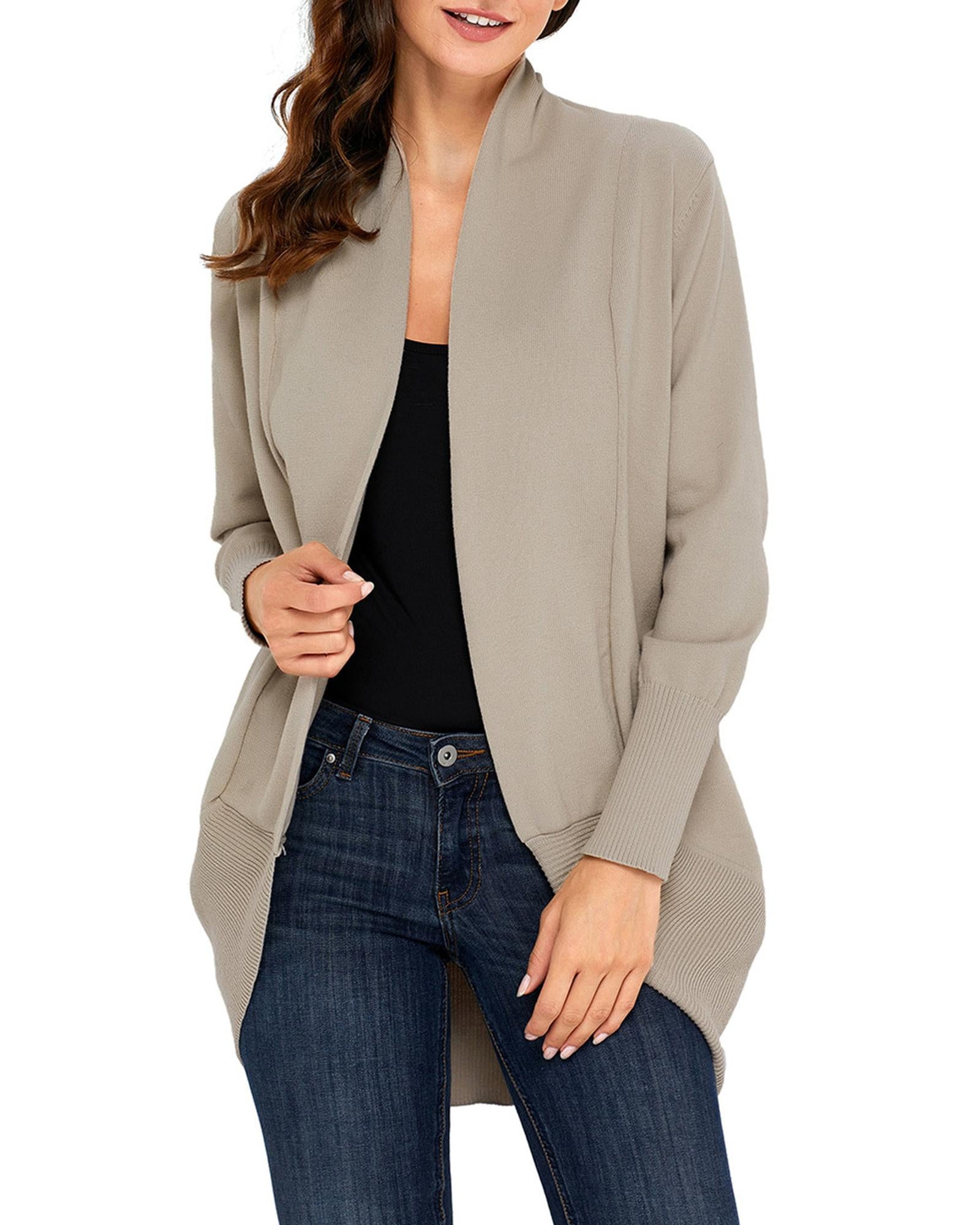 Azura Exchange Khaki Super Soft Long Sleeve Open Cardigan - M