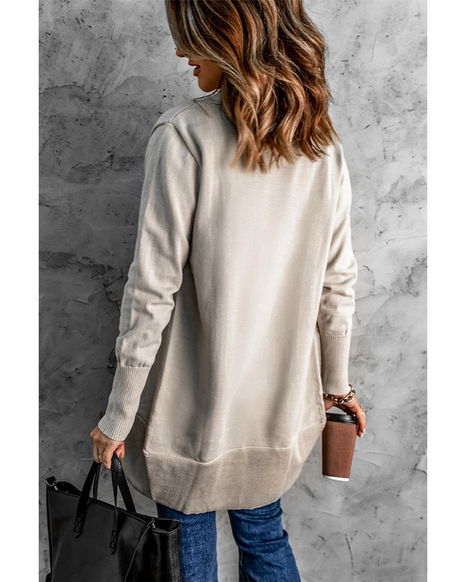 Azura Exchange Khaki Super Soft Long Sleeve Open Cardigan - S 4