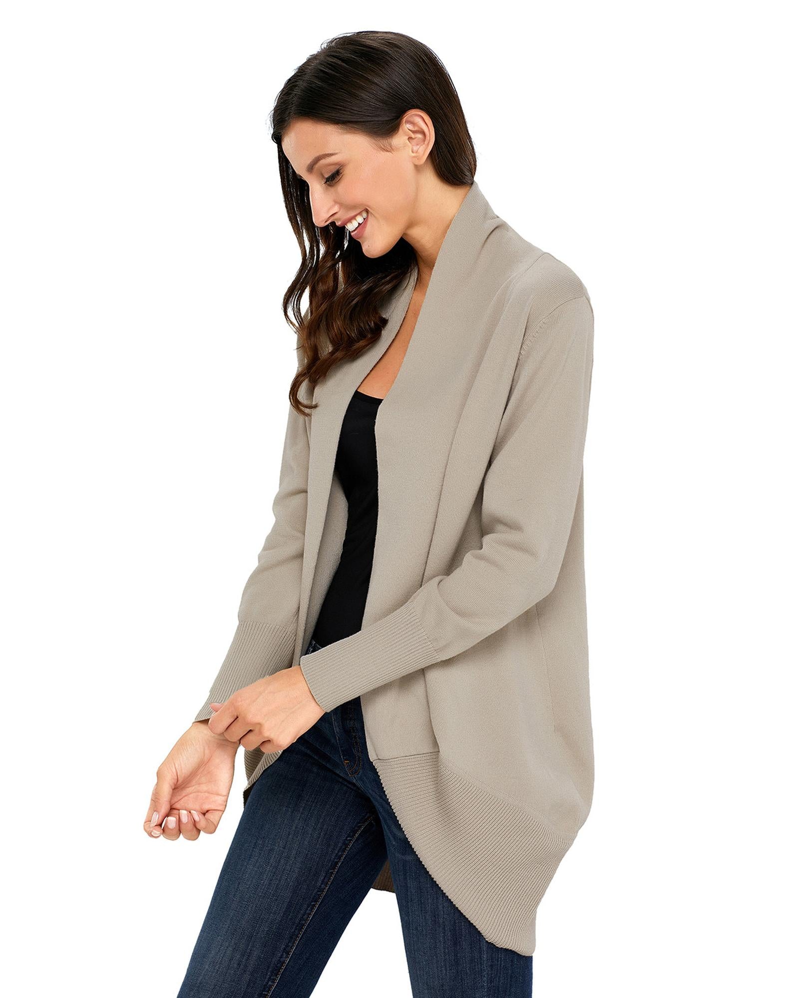 Azura Exchange Khaki Super Soft Long Sleeve Open Cardigan - S 6