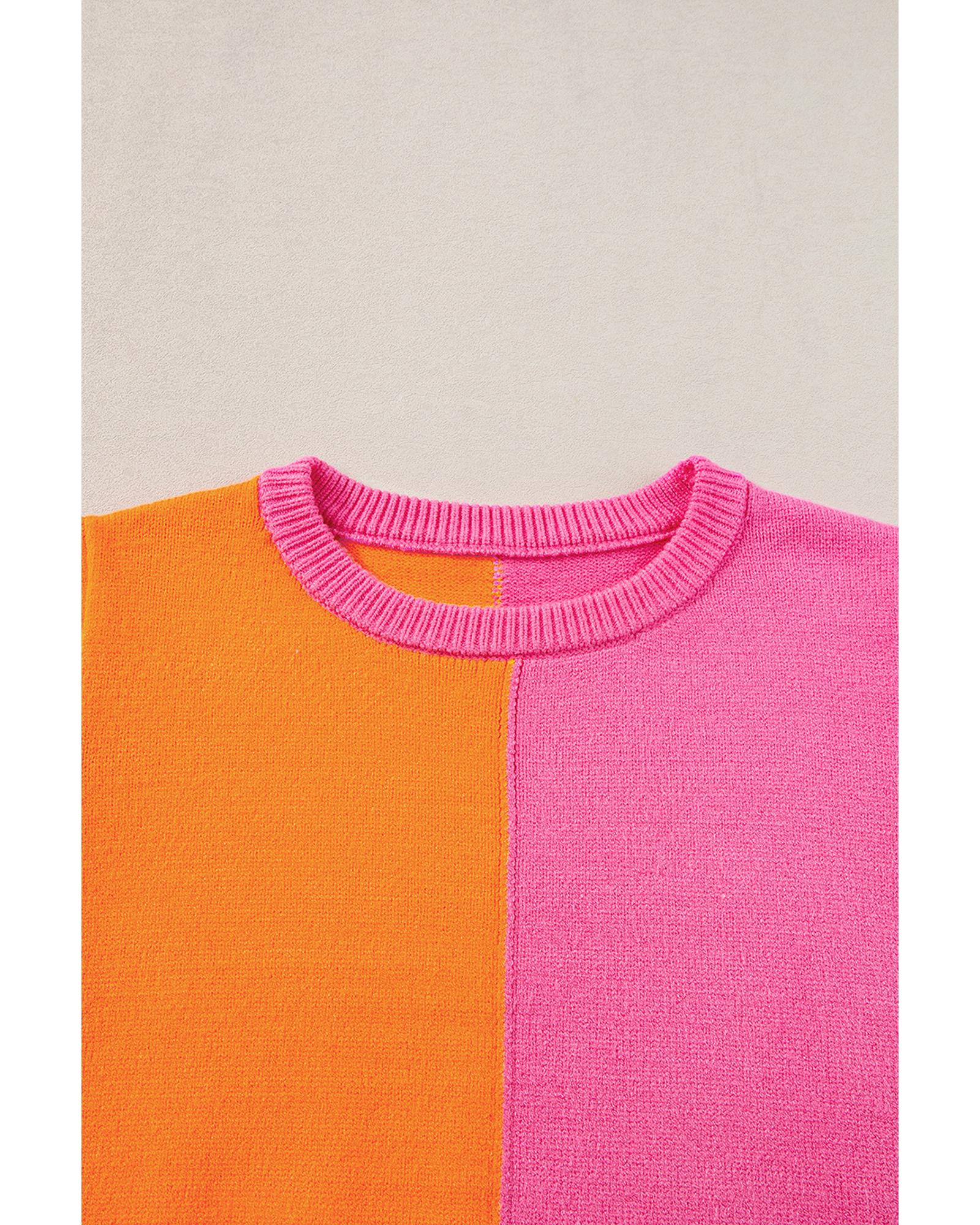 Flamingo 2-tone Color Block Knit Cap Sleeve Sweater Top - XL 4