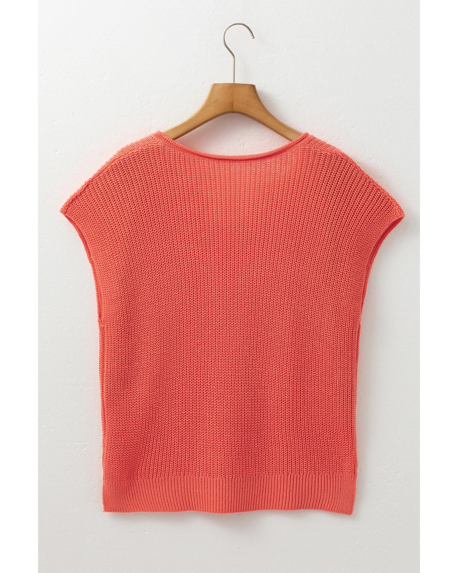 Flamingo Solid Textured Knitted Notch V Neck Sweater T Shirt - XL 6