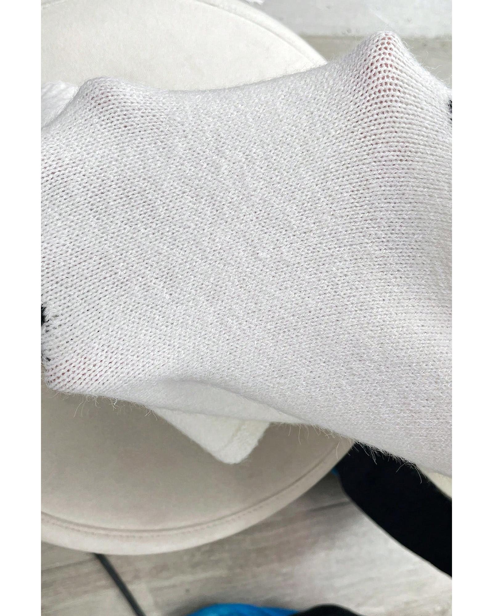 Black Bow Pattern Knit Short Sleeve Sweater - L 6
