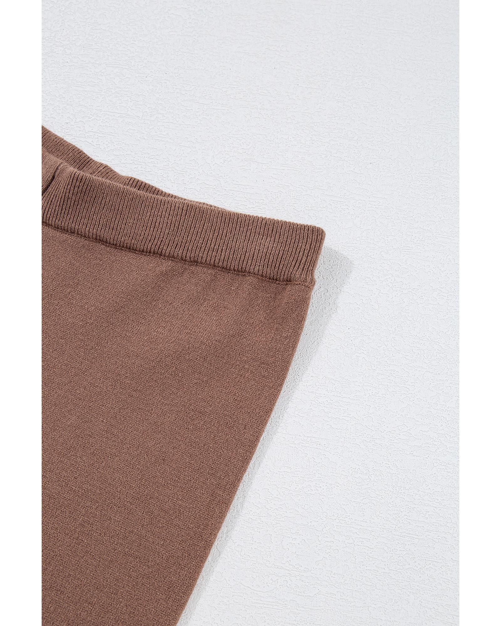 Straw Yellow High Waist Straight Leg Knitted Pants - S 6