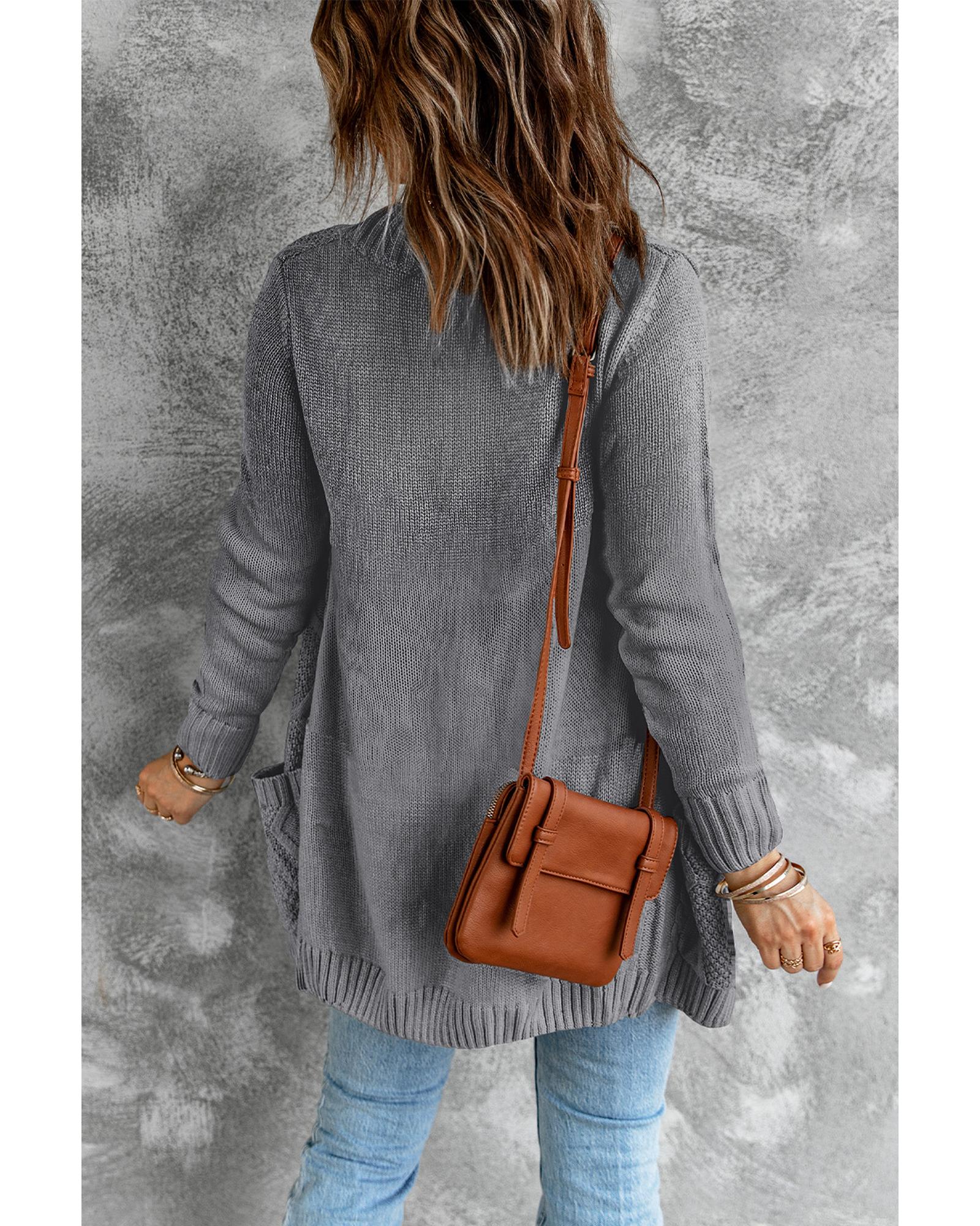 Dark Gray Front Pocket and Buttons Closure Cardigan - S 6