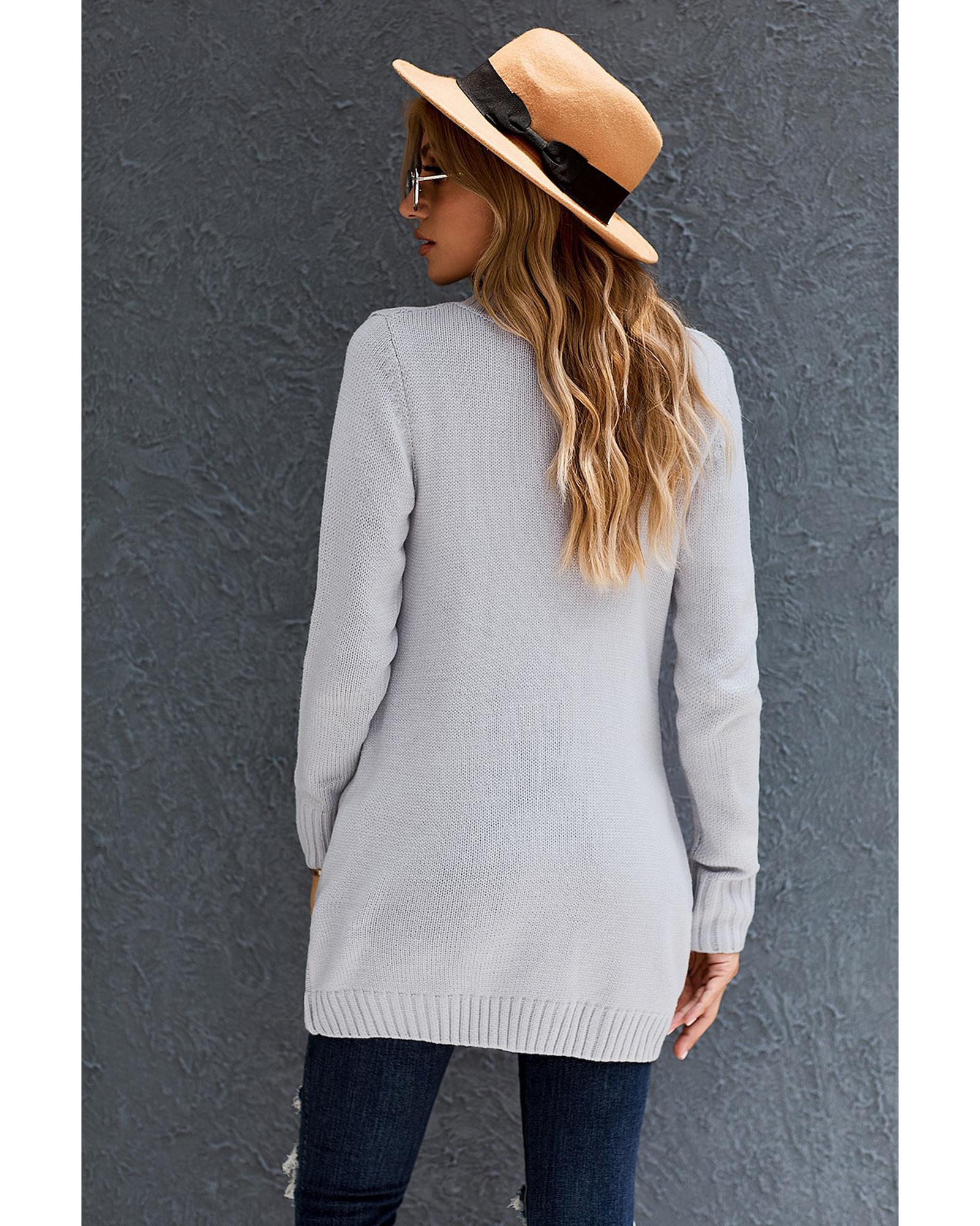 Gray Front Pocket and Buttons Closure Cardigan - S