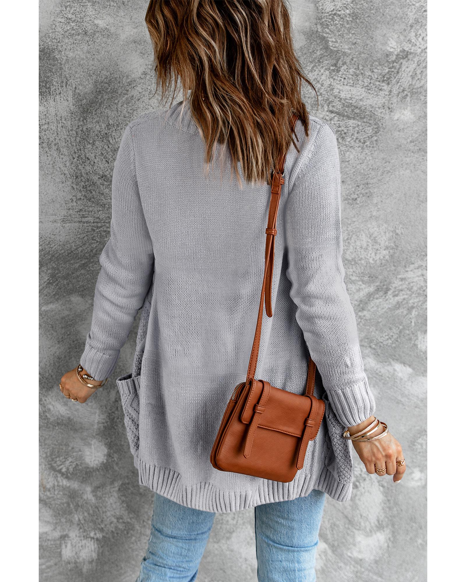 Gray Front Pocket and Buttons Closure Cardigan - S 3