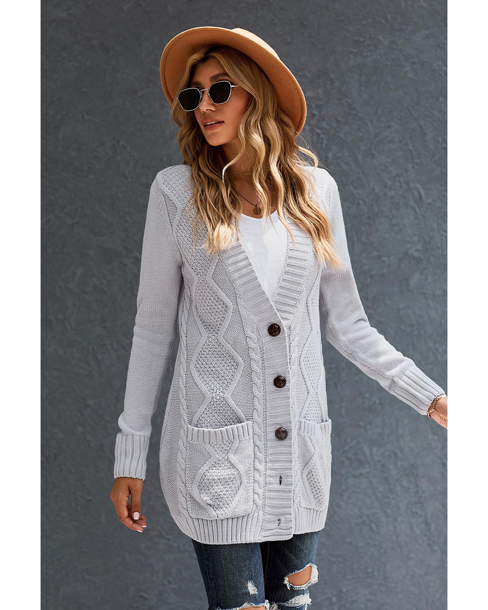 Gray Front Pocket and Buttons Closure Cardigan - S 7