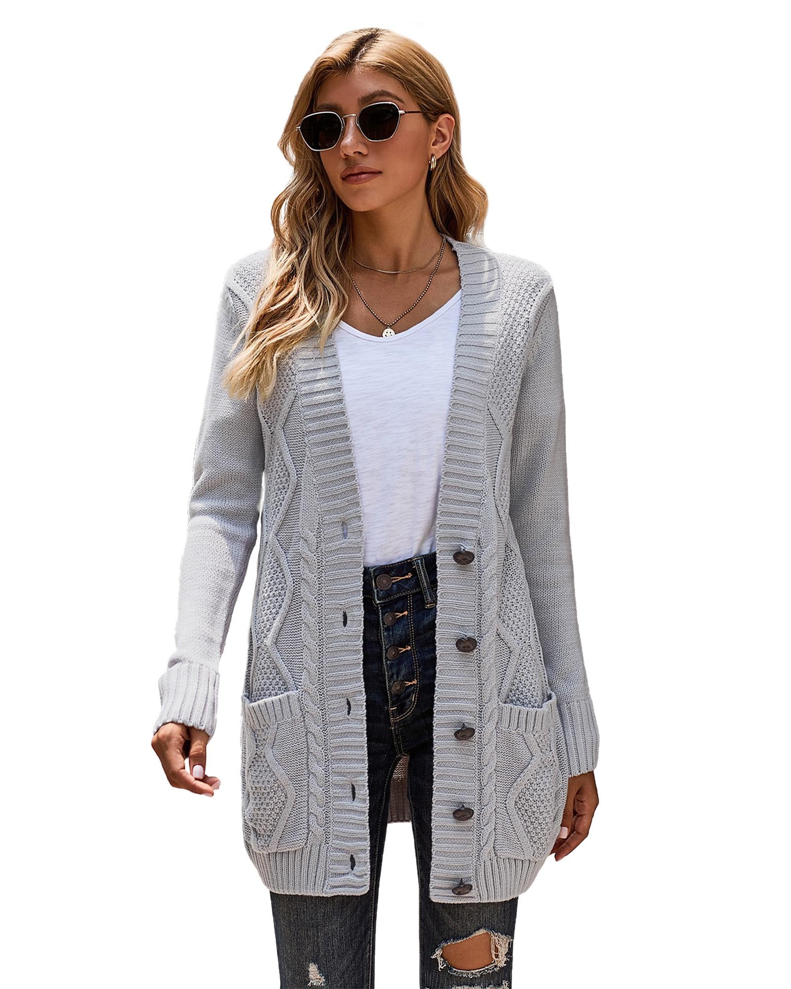 Gray Front Pocket and Buttons Closure Cardigan - XL 5