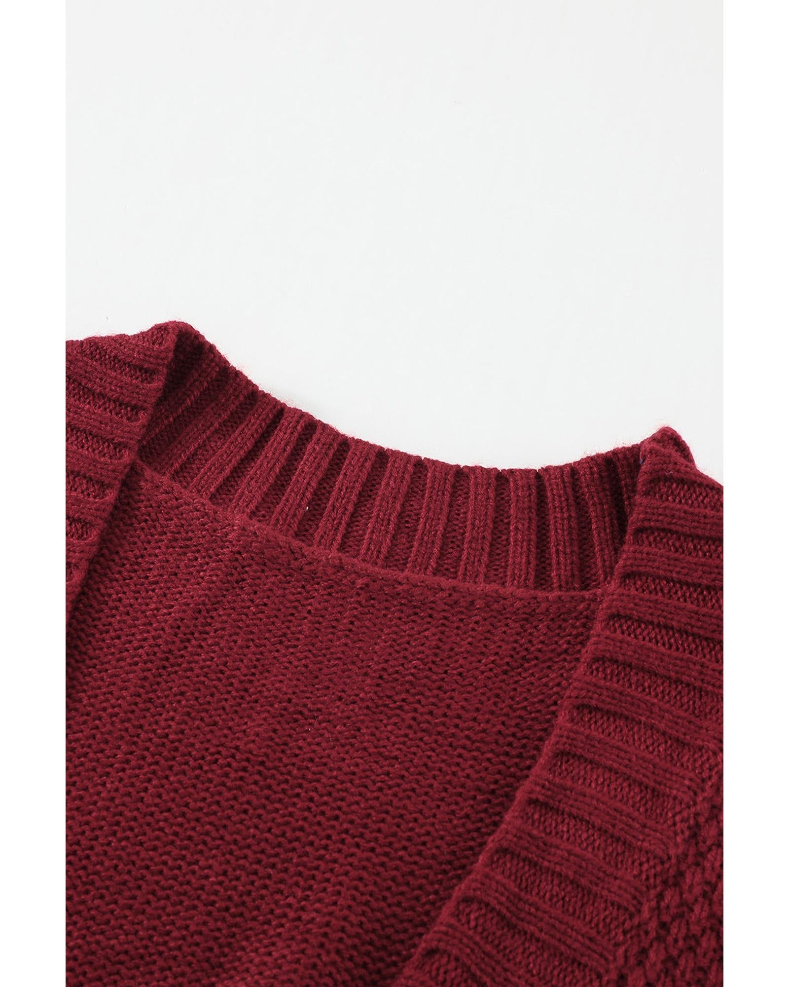 Burgundy Front Pocket and Buttons Closure Cardigan - 2XL 6