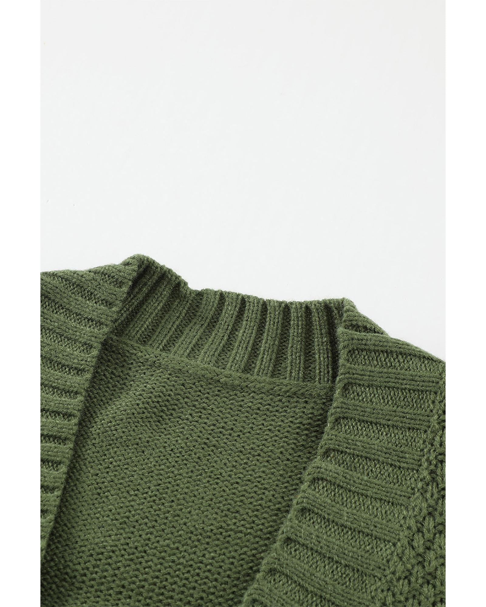 Green Front Pocket and Buttons Closure Cardigan - S 4