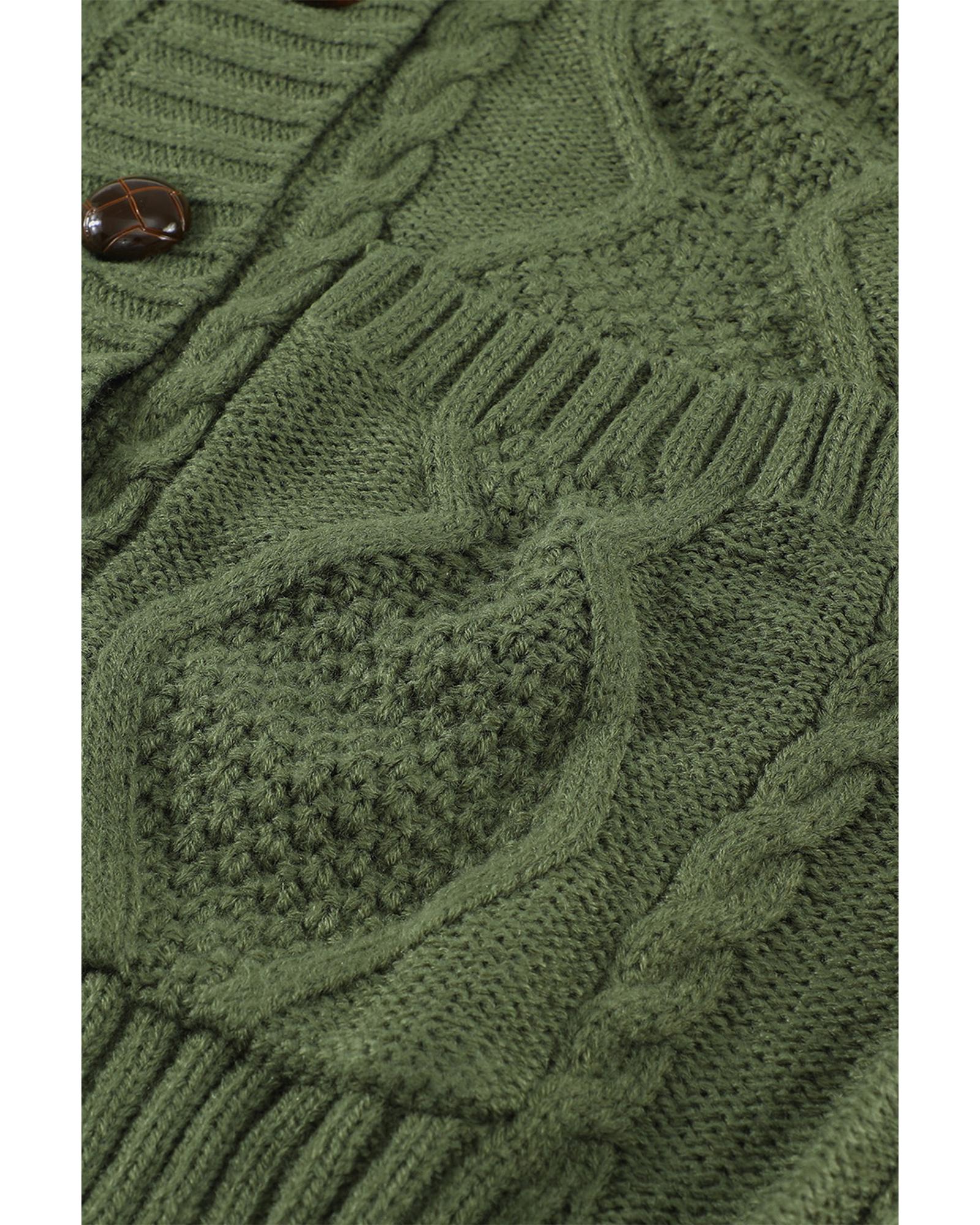 Green Front Pocket and Buttons Closure Cardigan - S 6
