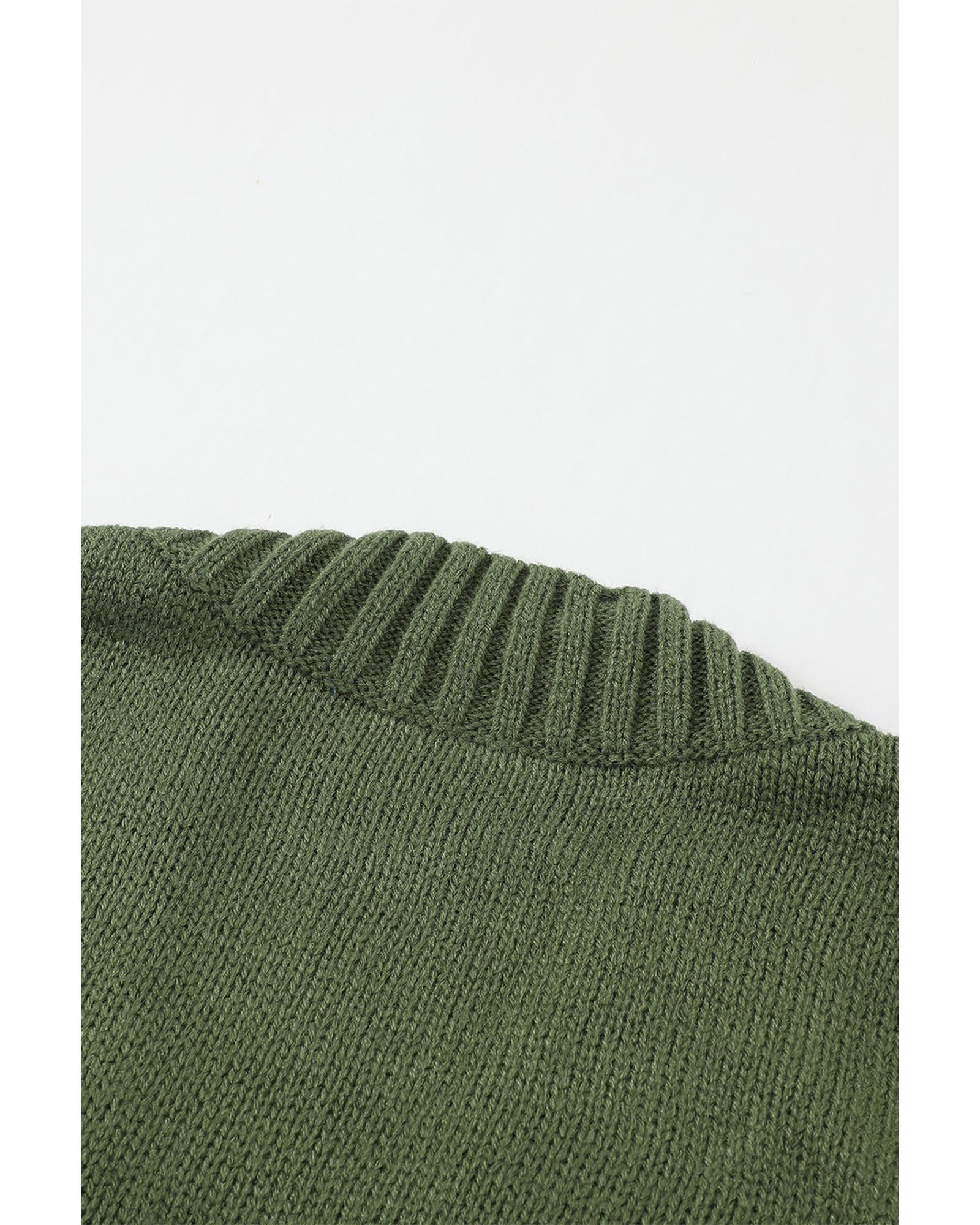 Green Front Pocket and Buttons Closure Cardigan - 2XL 5