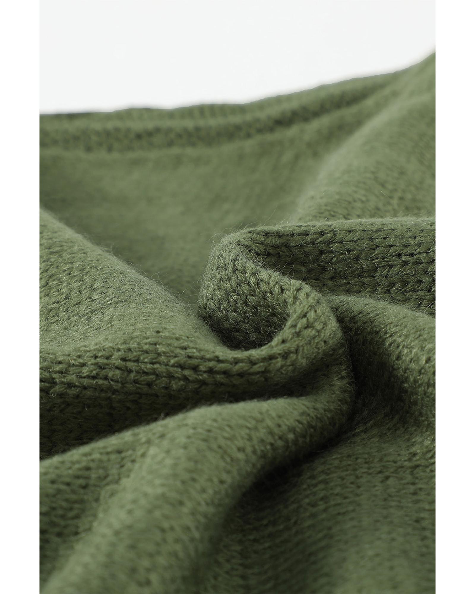 Green Front Pocket and Buttons Closure Cardigan - 2XL 6