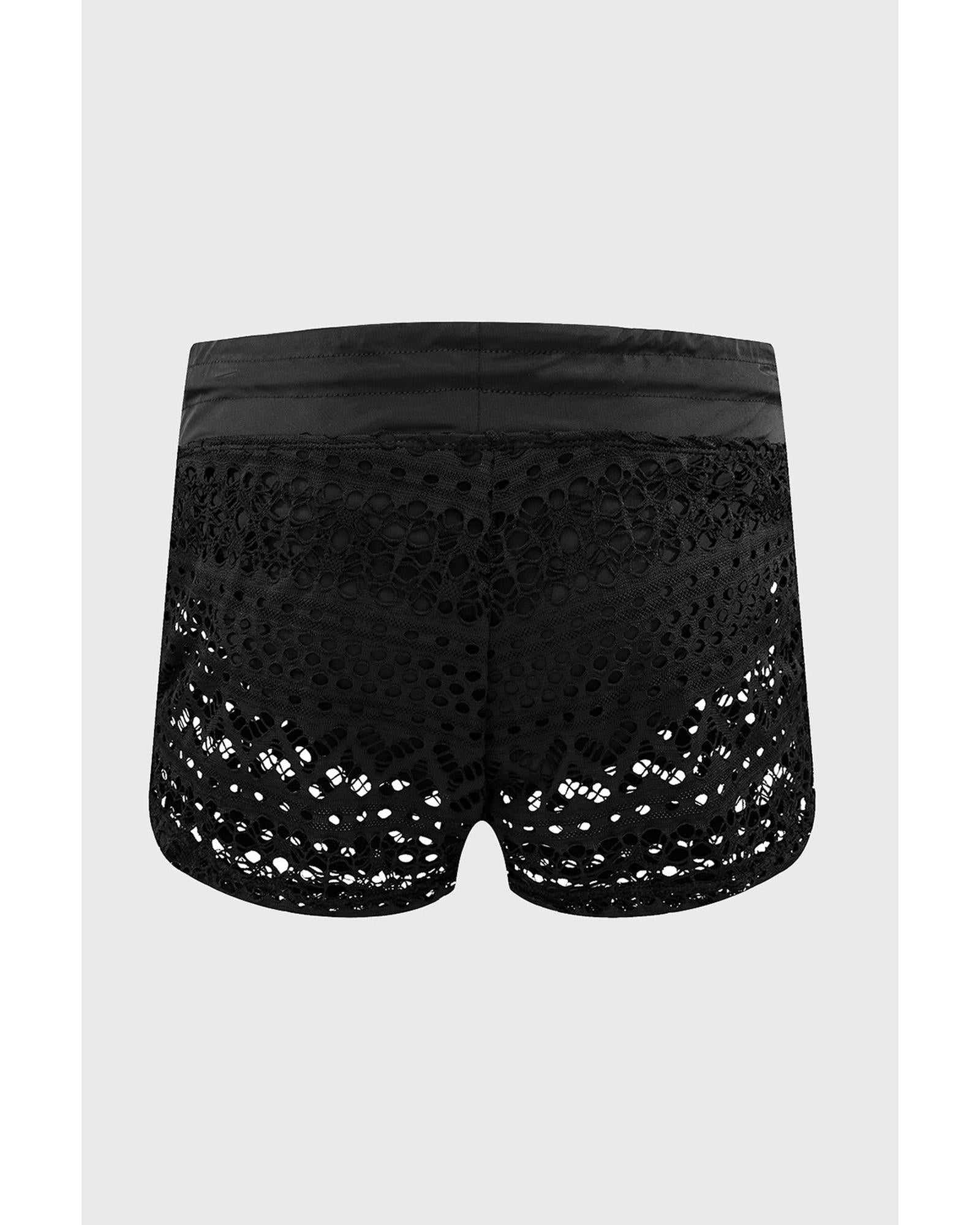 Black Lace Shorts Attached Swim Bottom - L 3