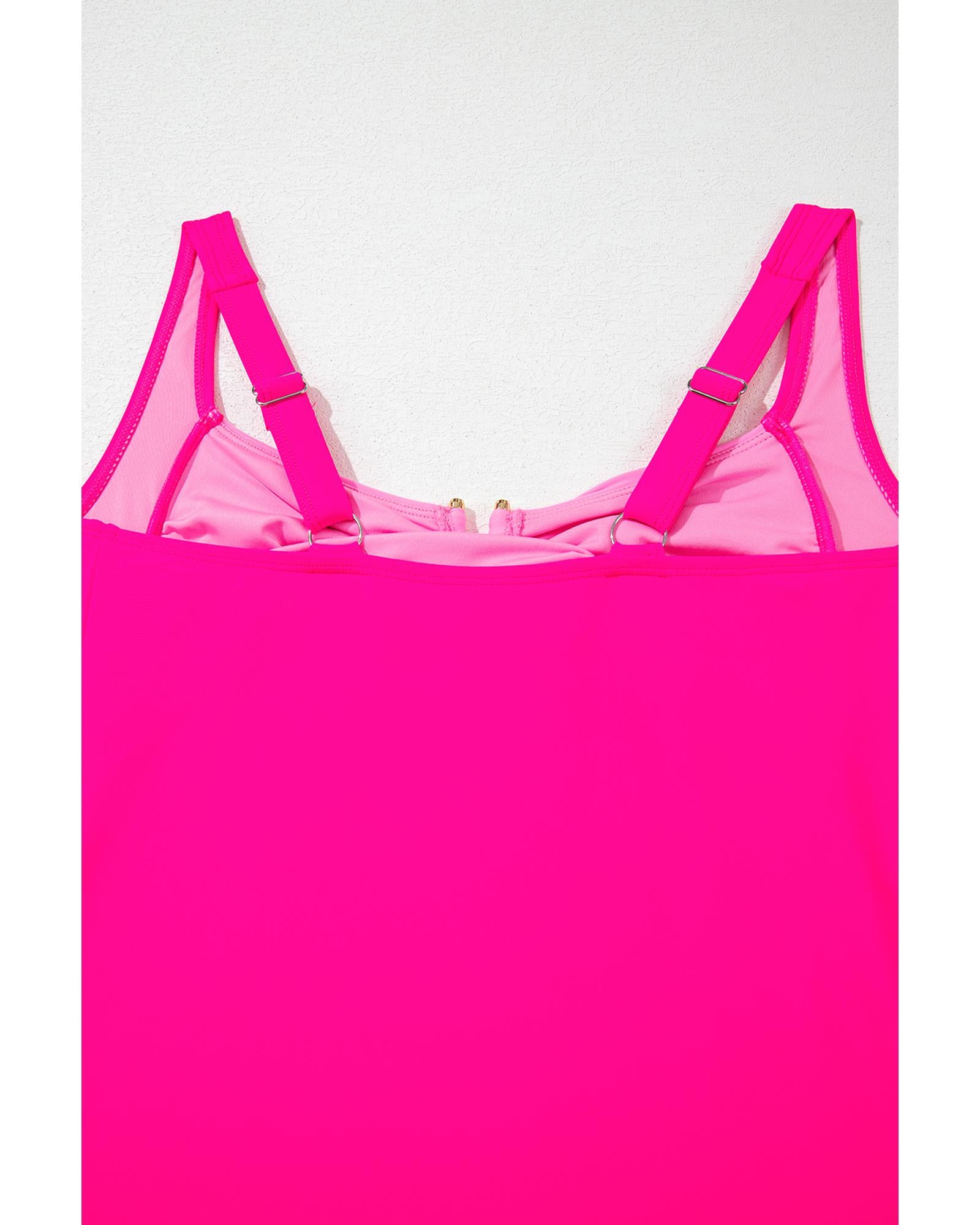 Bonbon Ruched Tummy Control Tankini 2pcs Swimsuit - 2XL 8