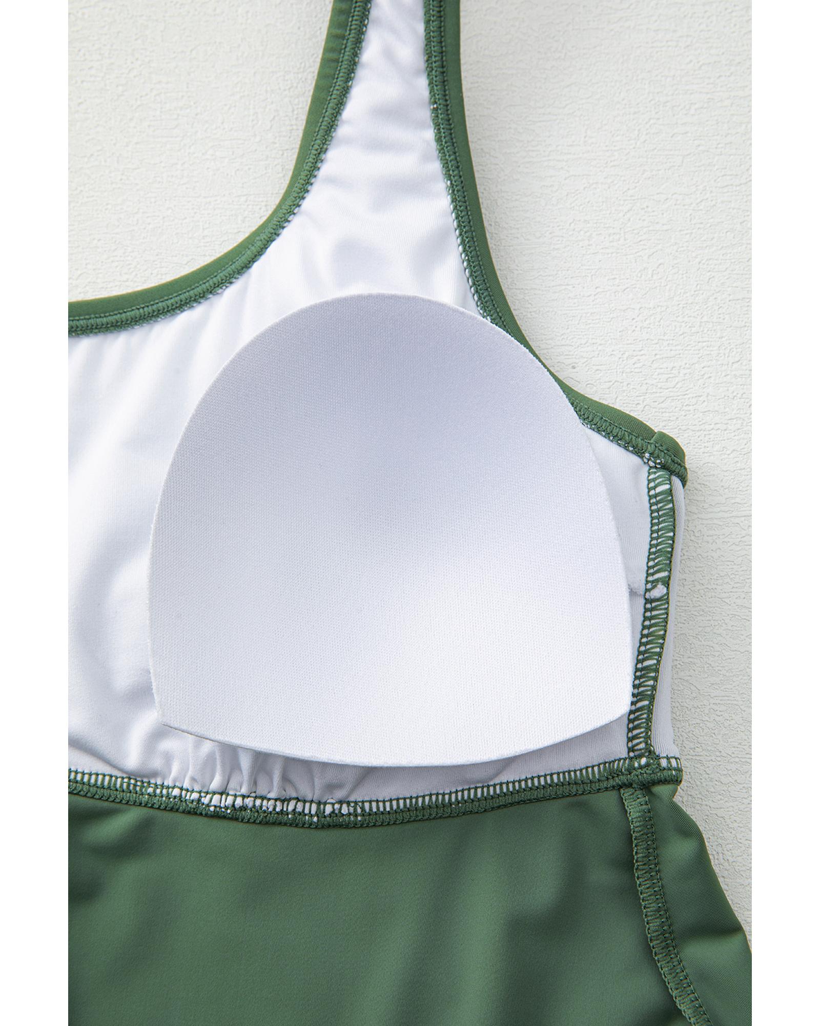 Mist Green Scoop Neck Adjustable Tankini and Matching Skort Bathing Suit - M 6
