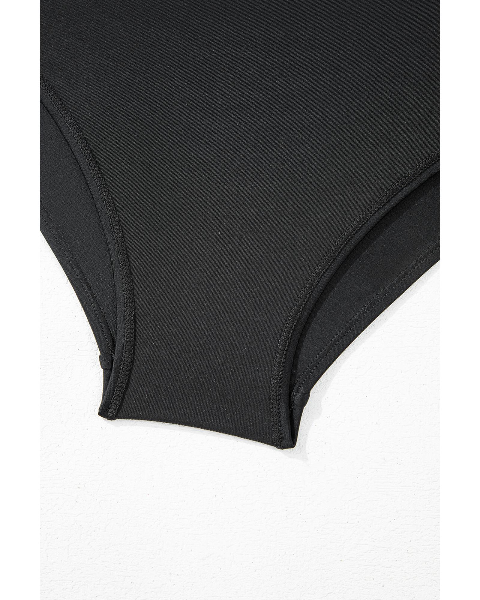 Black Scalloped Trim Beach Shorts - S 3