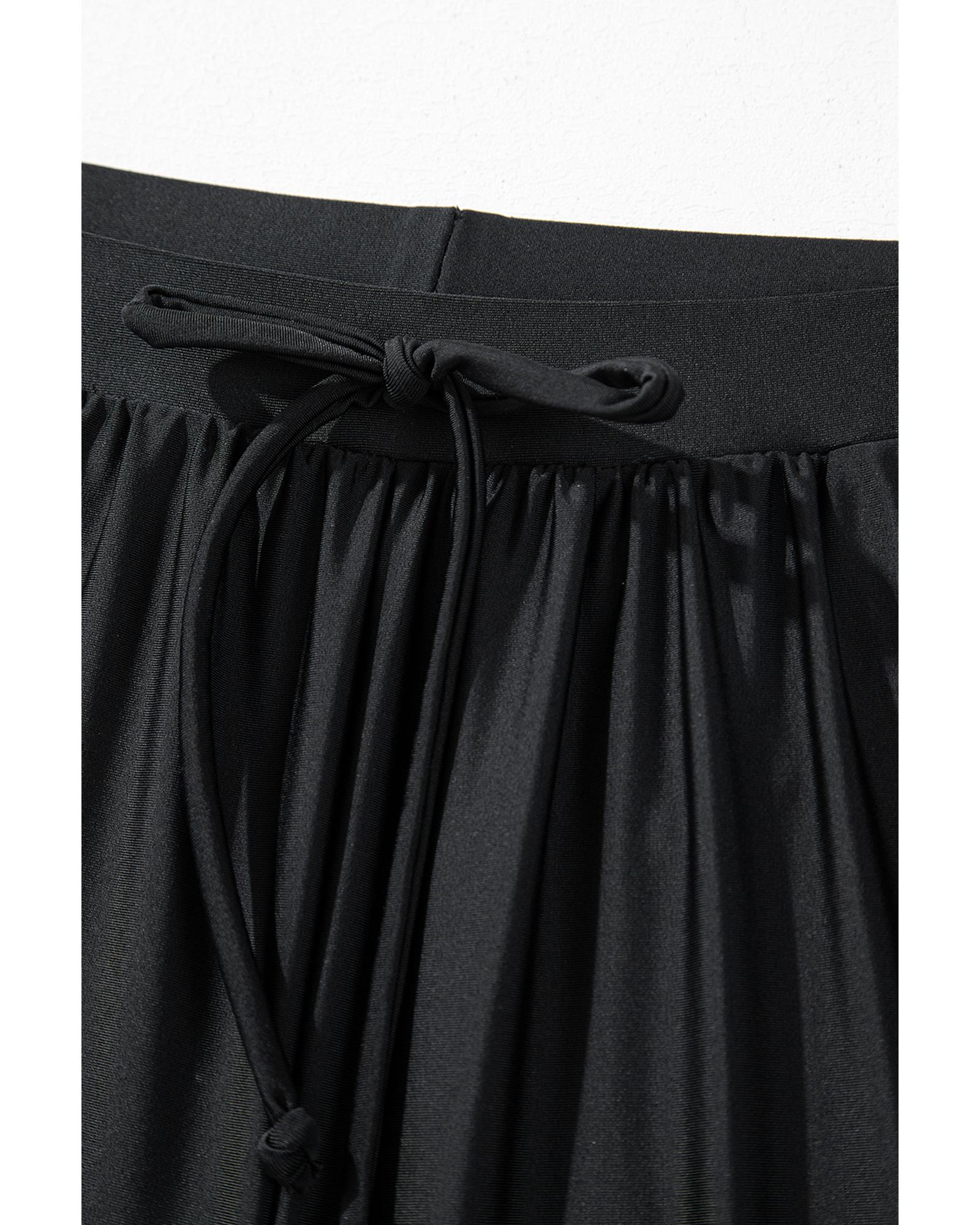 Black Scalloped Trim Beach Shorts - S 4