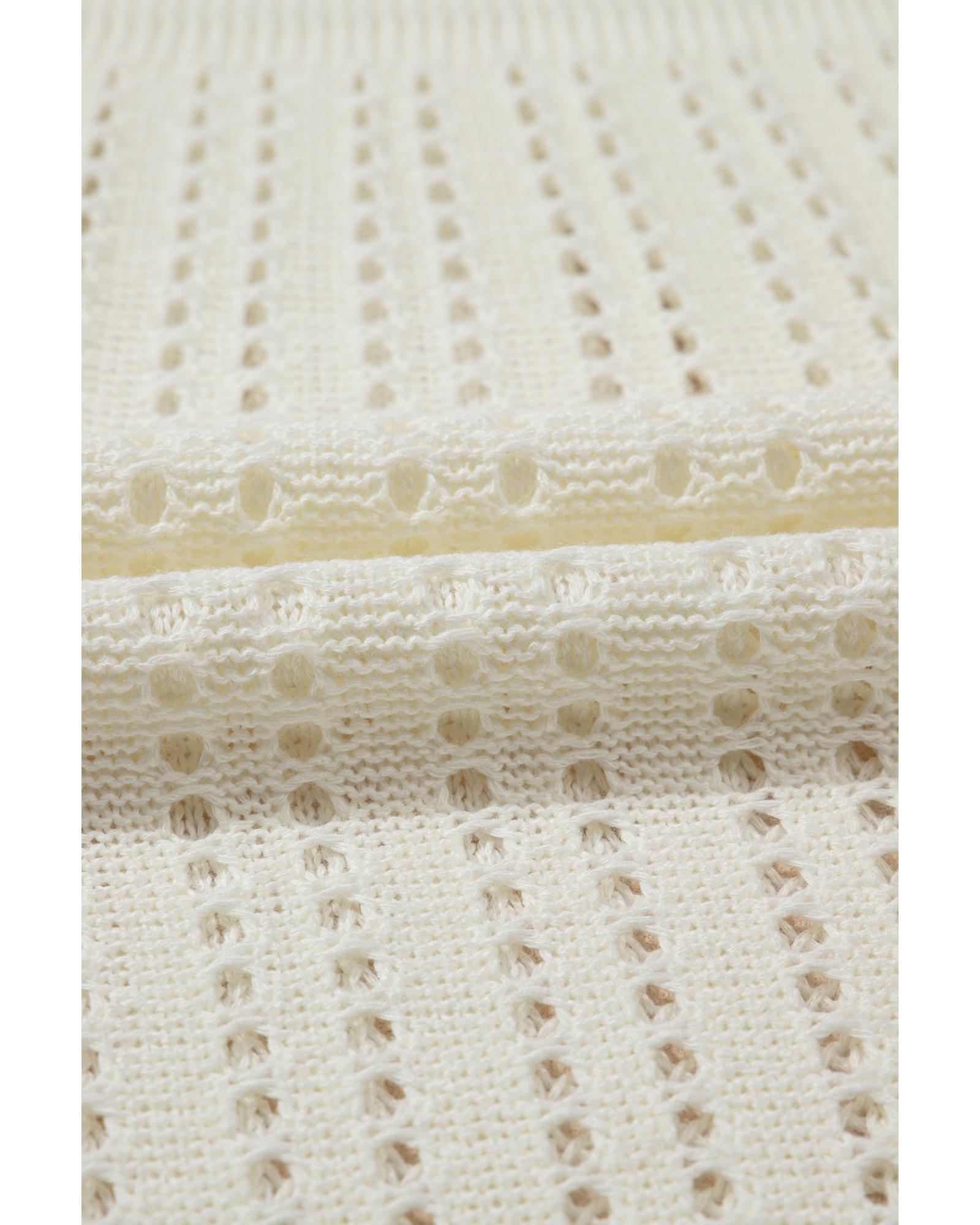 White Eyelet Crochet Sleeveless V Neck Beach Dress - S 6