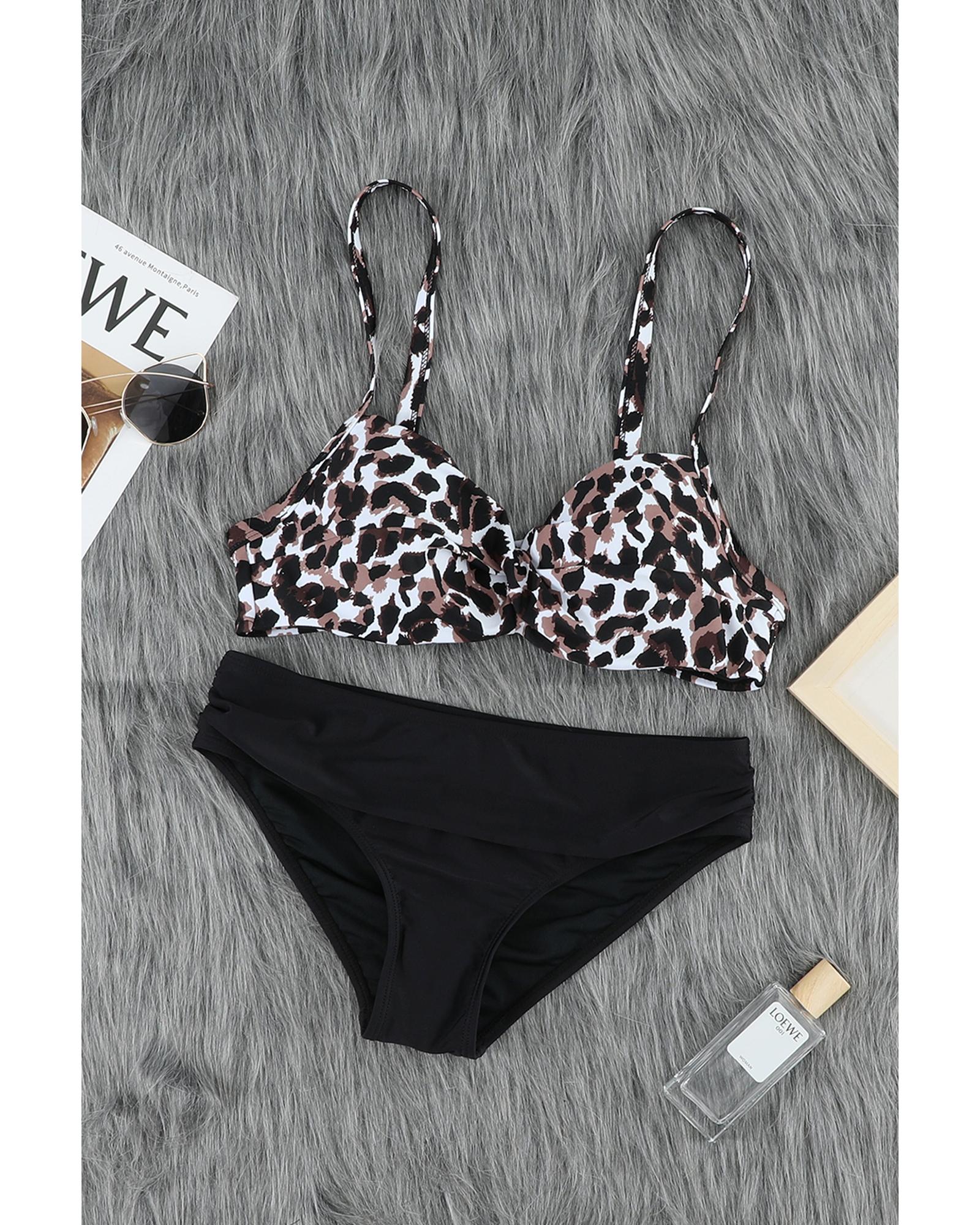 Azura Exchange Leopard Twisted Bust Bikini Set - L 3