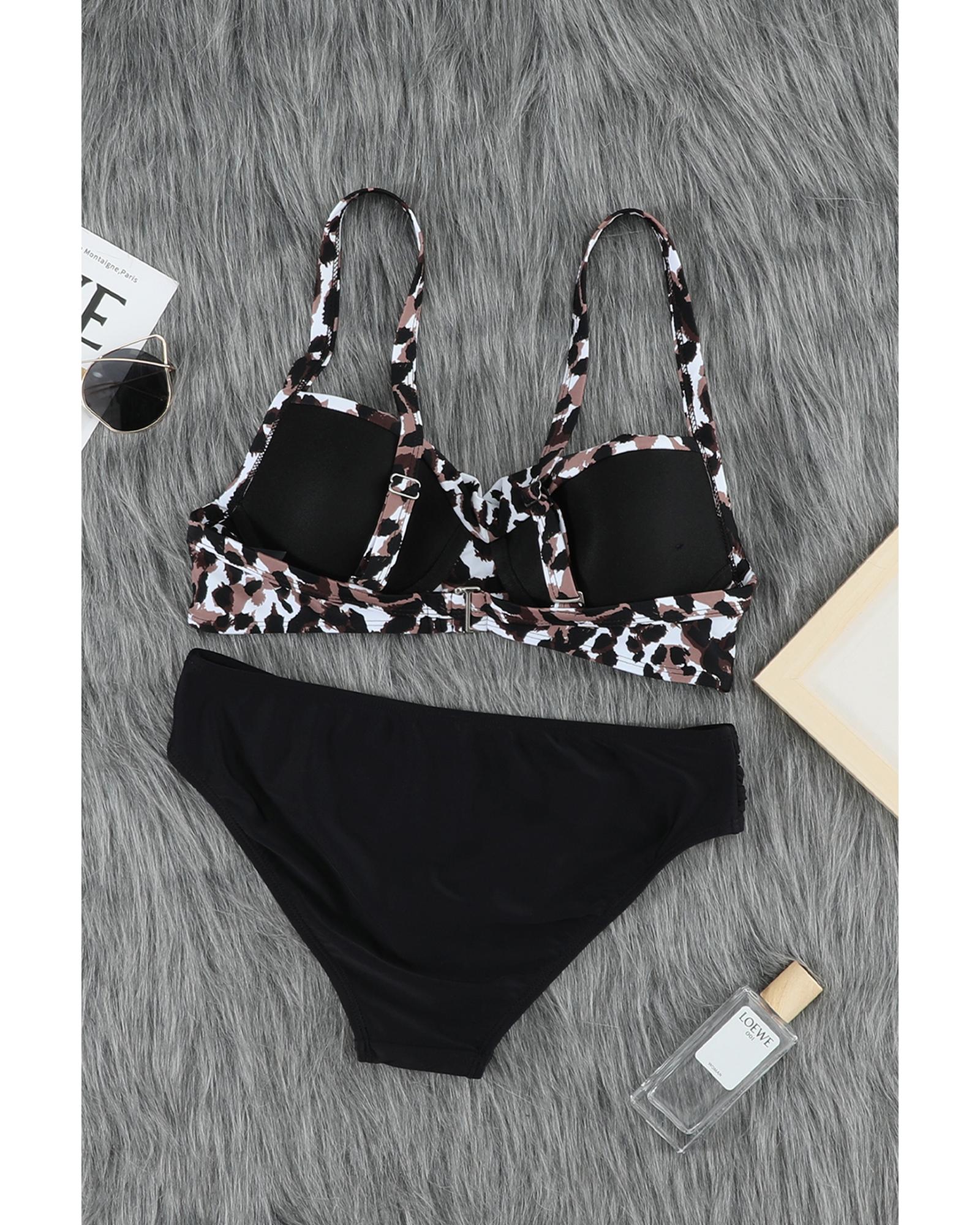 Azura Exchange Leopard Twisted Bust Bikini Set - L 4