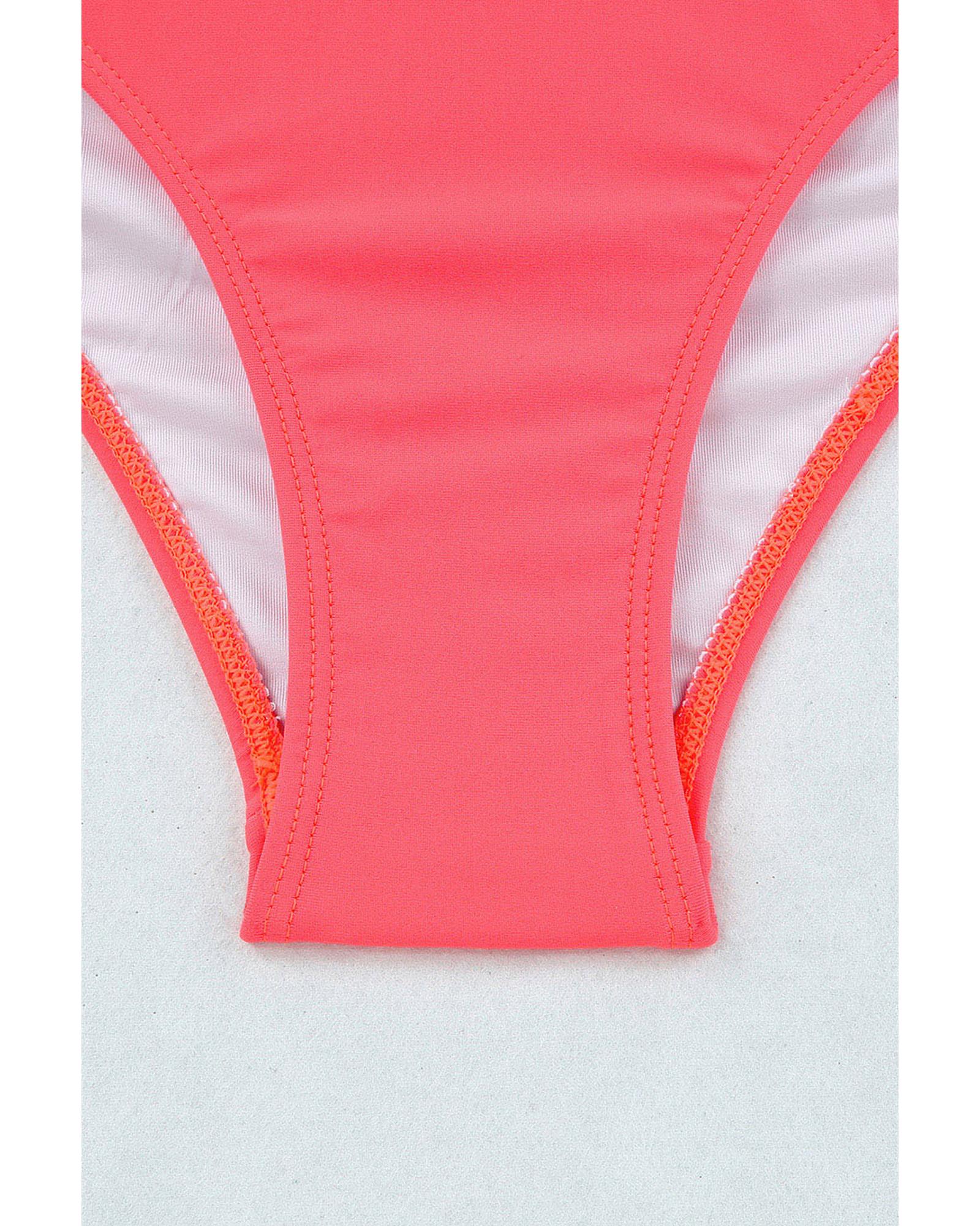 Azura Exchange Pink Scalloped Criss Cross High Waist Bikini - S 5