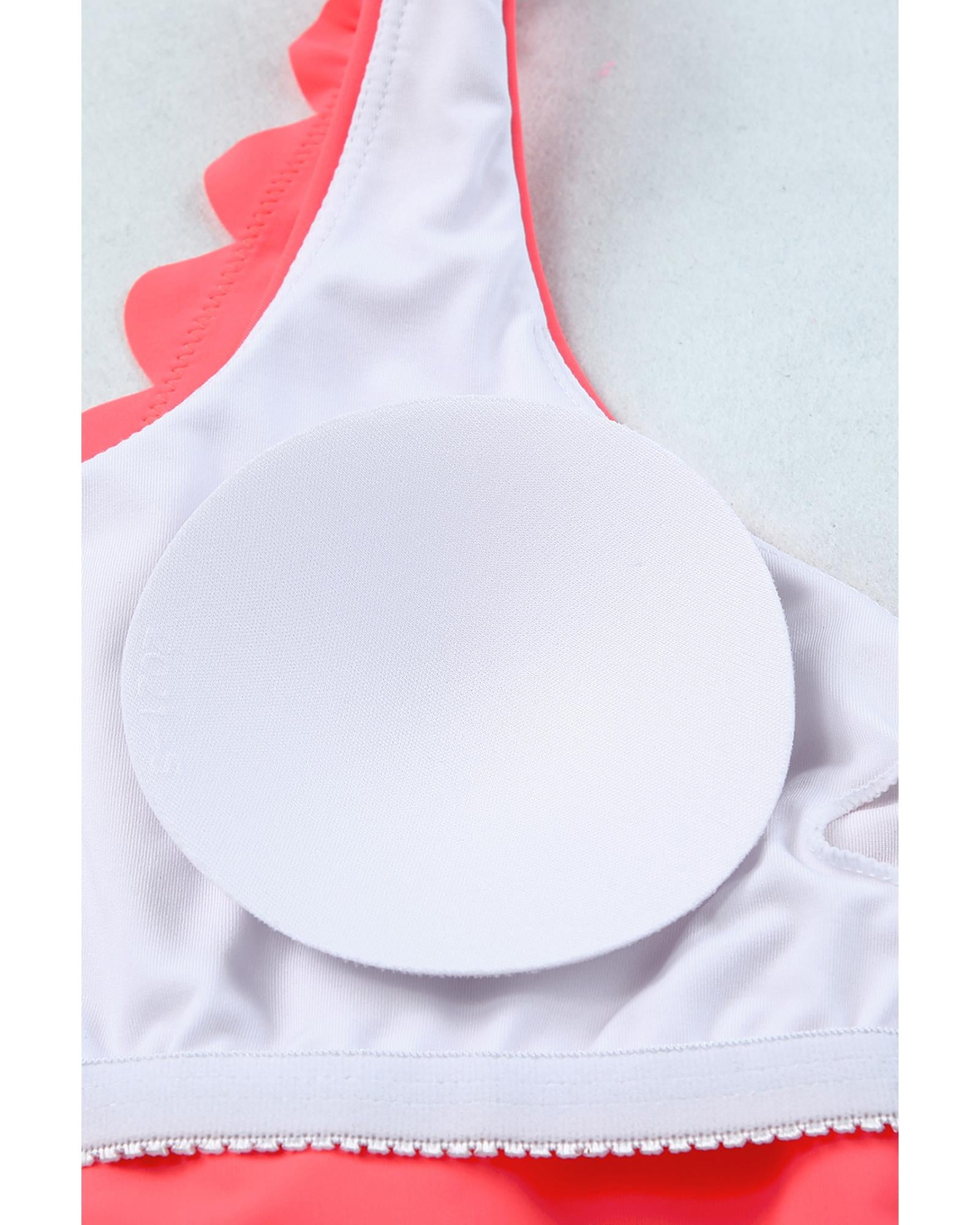 Azura Exchange Pink Scalloped Criss Cross High Waist Bikini - S 7